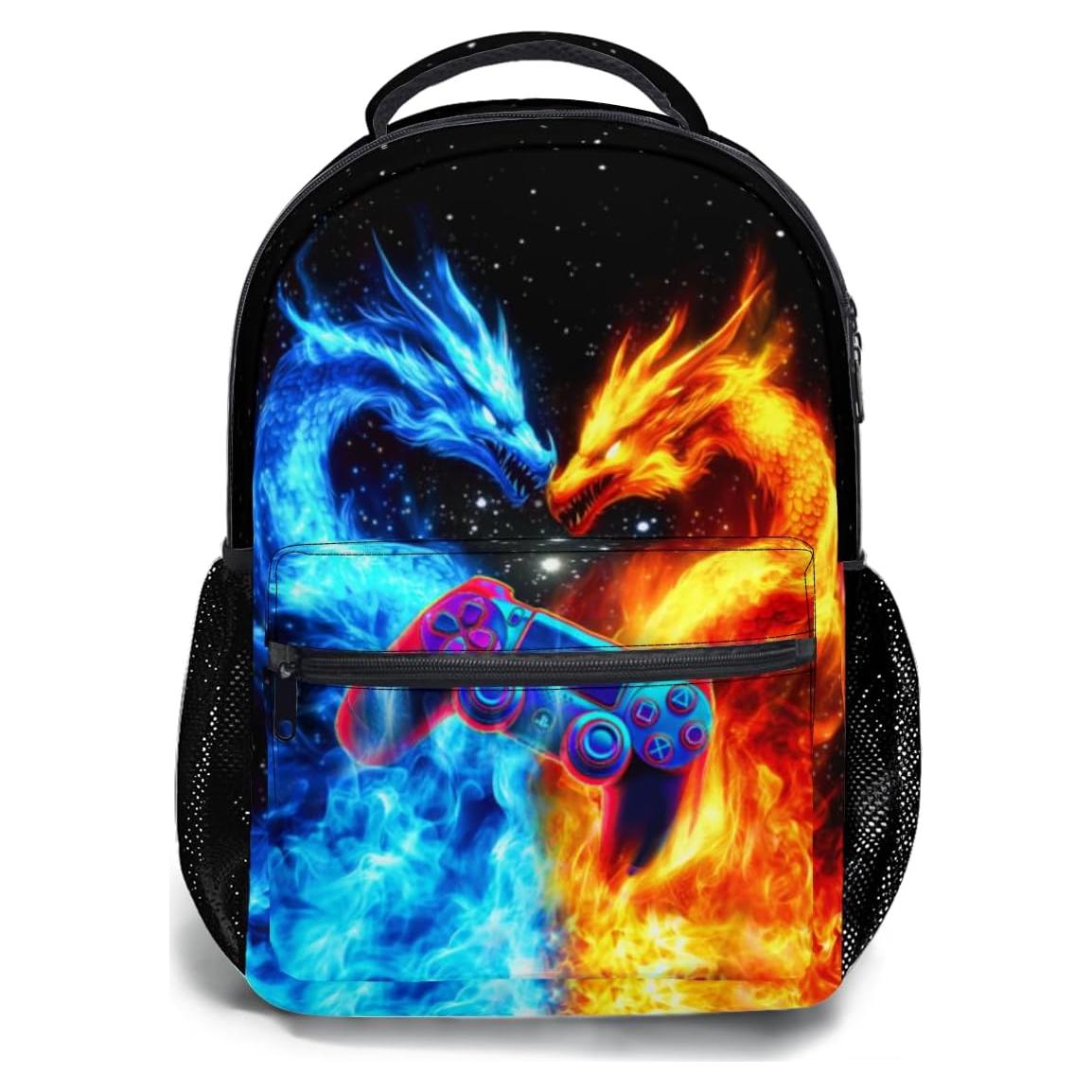 Mochila Escolar Doble Dragón de Hielo y Fuego 44x32x15cm