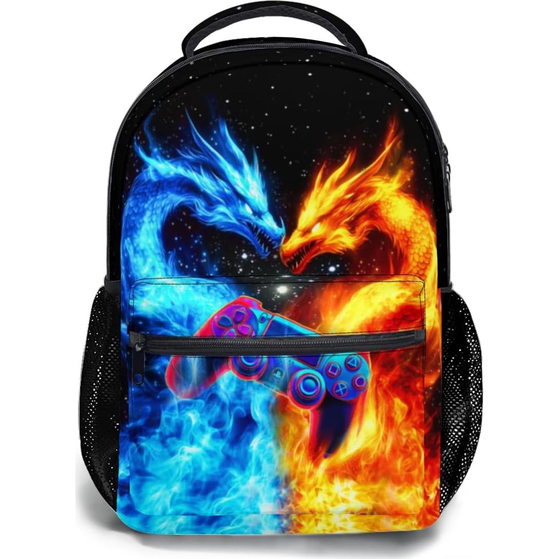 Mochila Escolar Doble Dragón de Hielo y Fuego 44x32x15cm