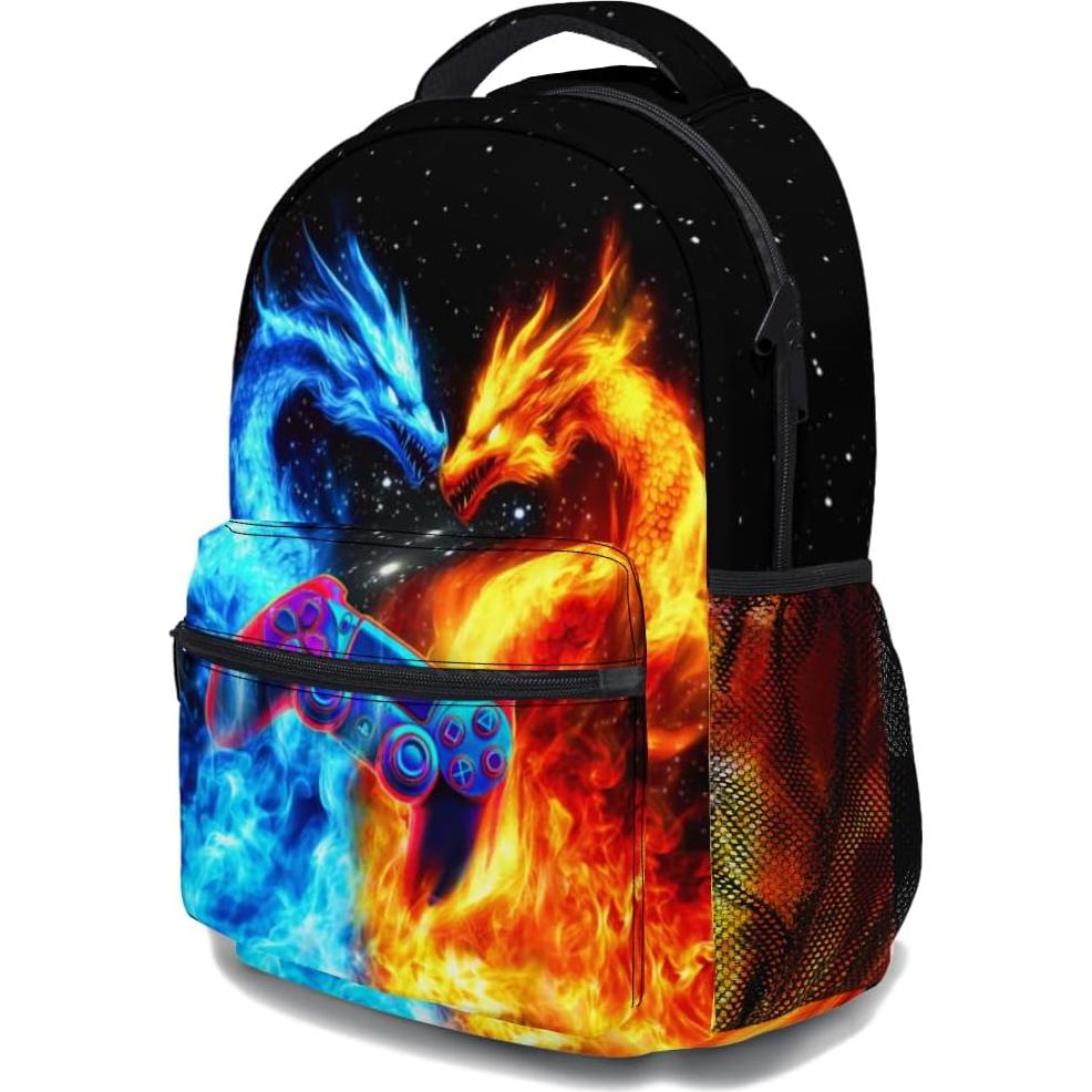 Mochila Escolar Doble Dragón de Hielo y Fuego 44x32x15cm