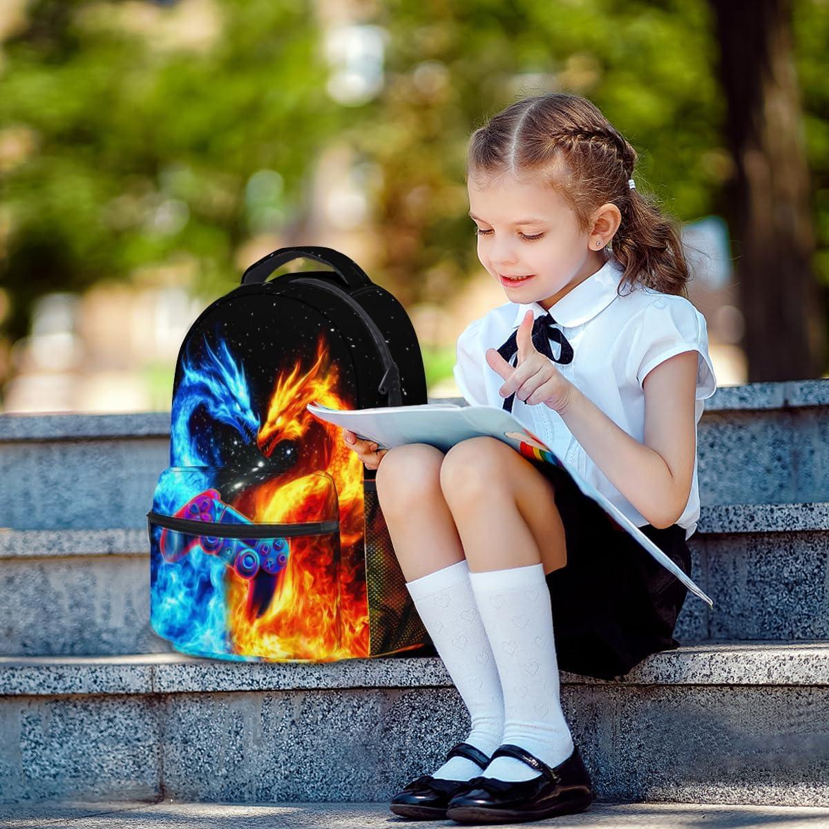 Mochila Escolar Doble Dragón de Hielo y Fuego 44x32x15cm