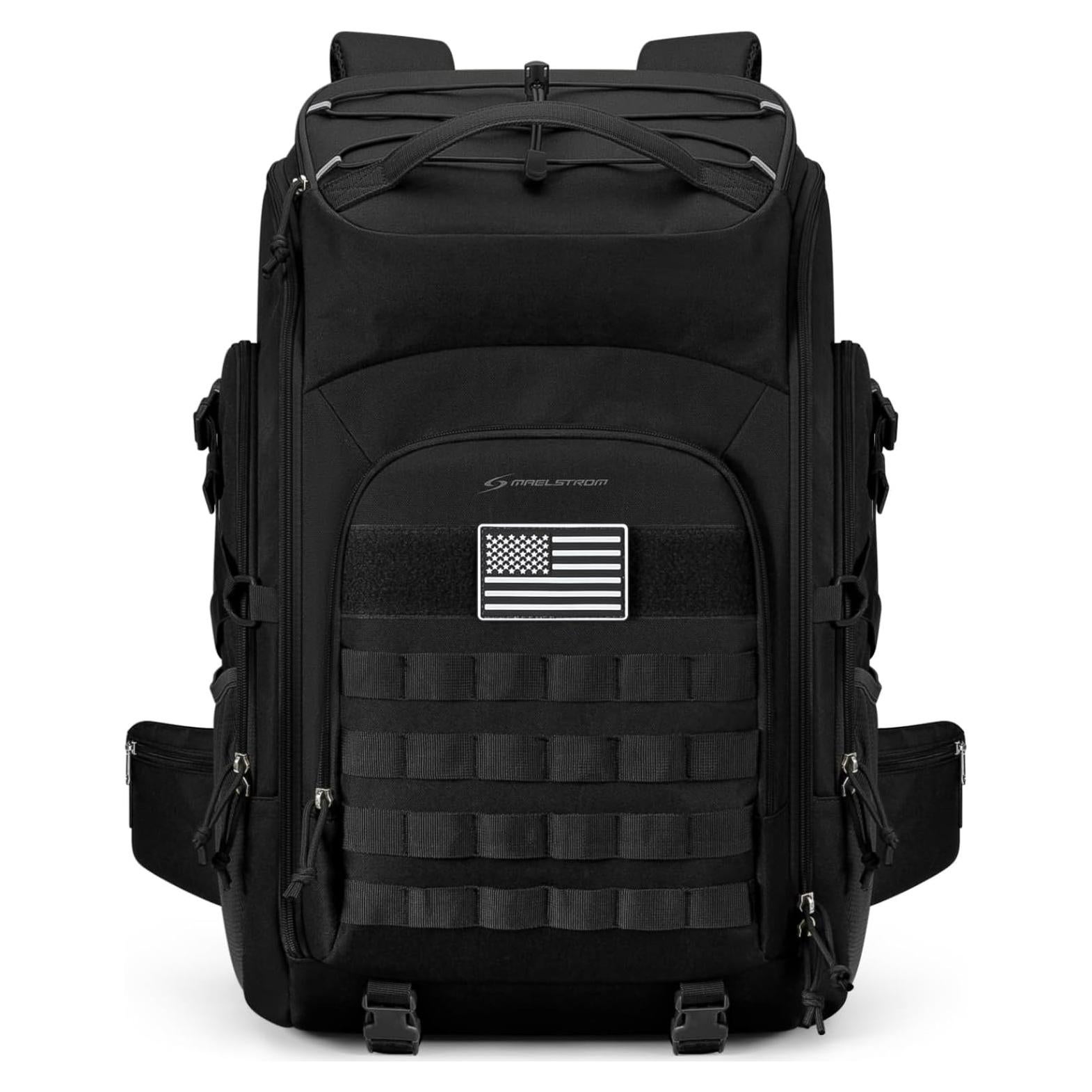 Maelstrom Tactical Backpack for Men, Water Resistant 40L Military Backpack, for Hiking, Camping, Gym with Molle System (Black)