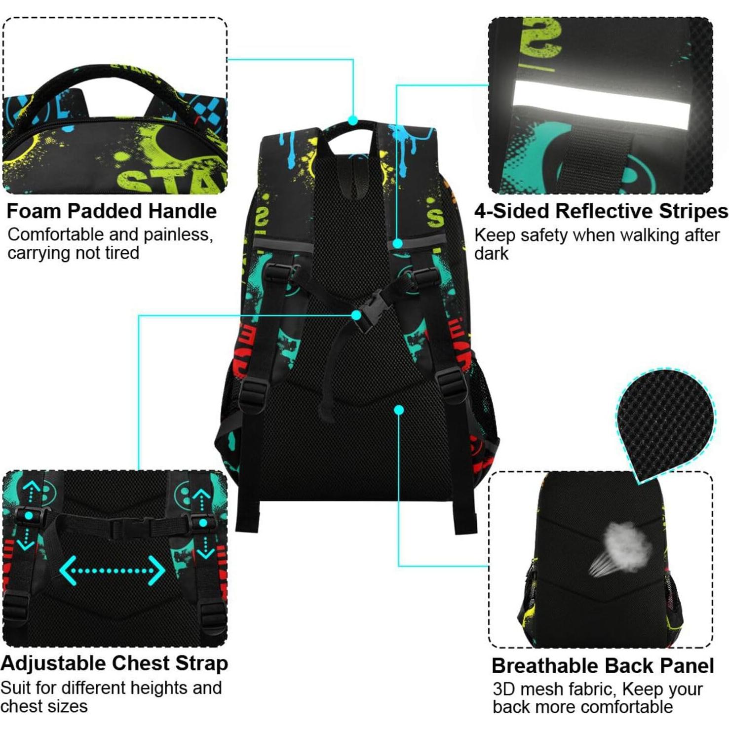 Mochila Escolar ALAZA 17.5L Colorida para Niños con Tiras Reflectantes