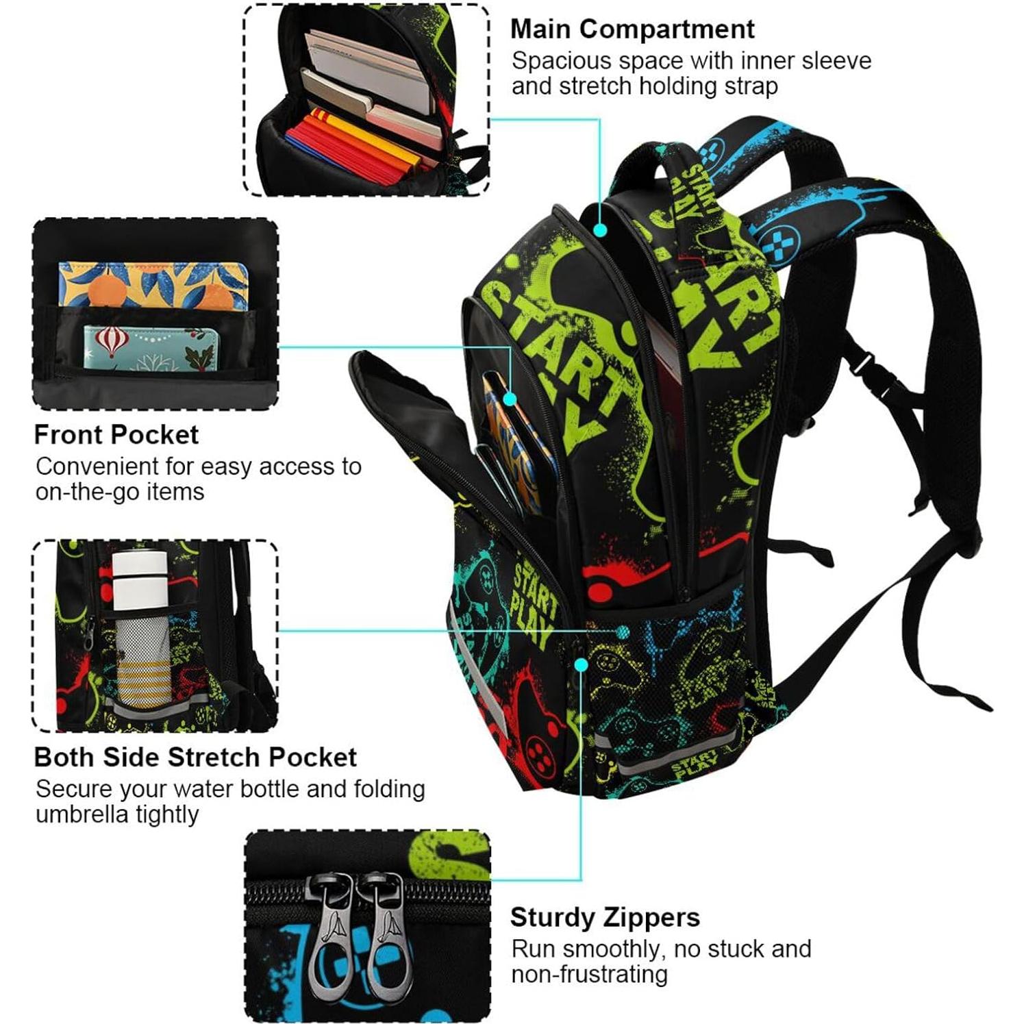 Mochila Escolar ALAZA 17.5L Colorida para Niños con Tiras Reflectantes