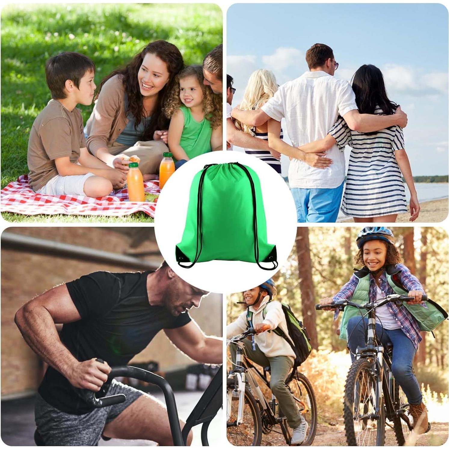 KUUQA 40 Bolsas de Cuerda Verde para Gimnasio y Viajes