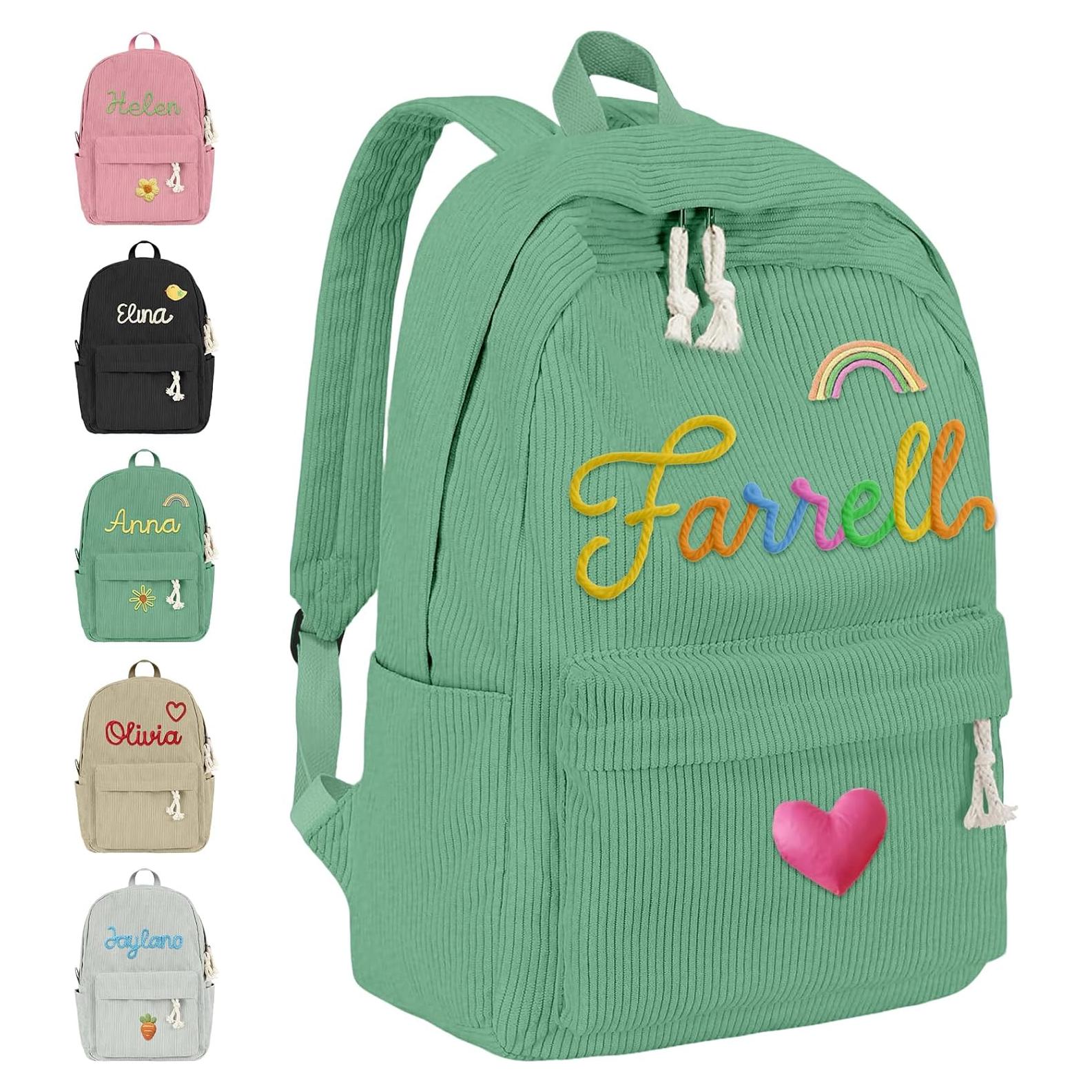 Mochila Personalizada Verde Corduroy 15L para Niños y Adultos