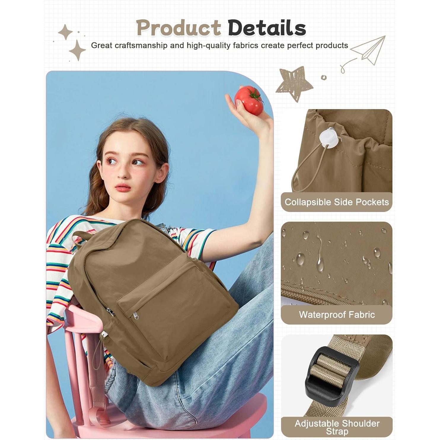 Mochila Escolar BJLFS Marrón Impermeable 42x33x12 cm 24L