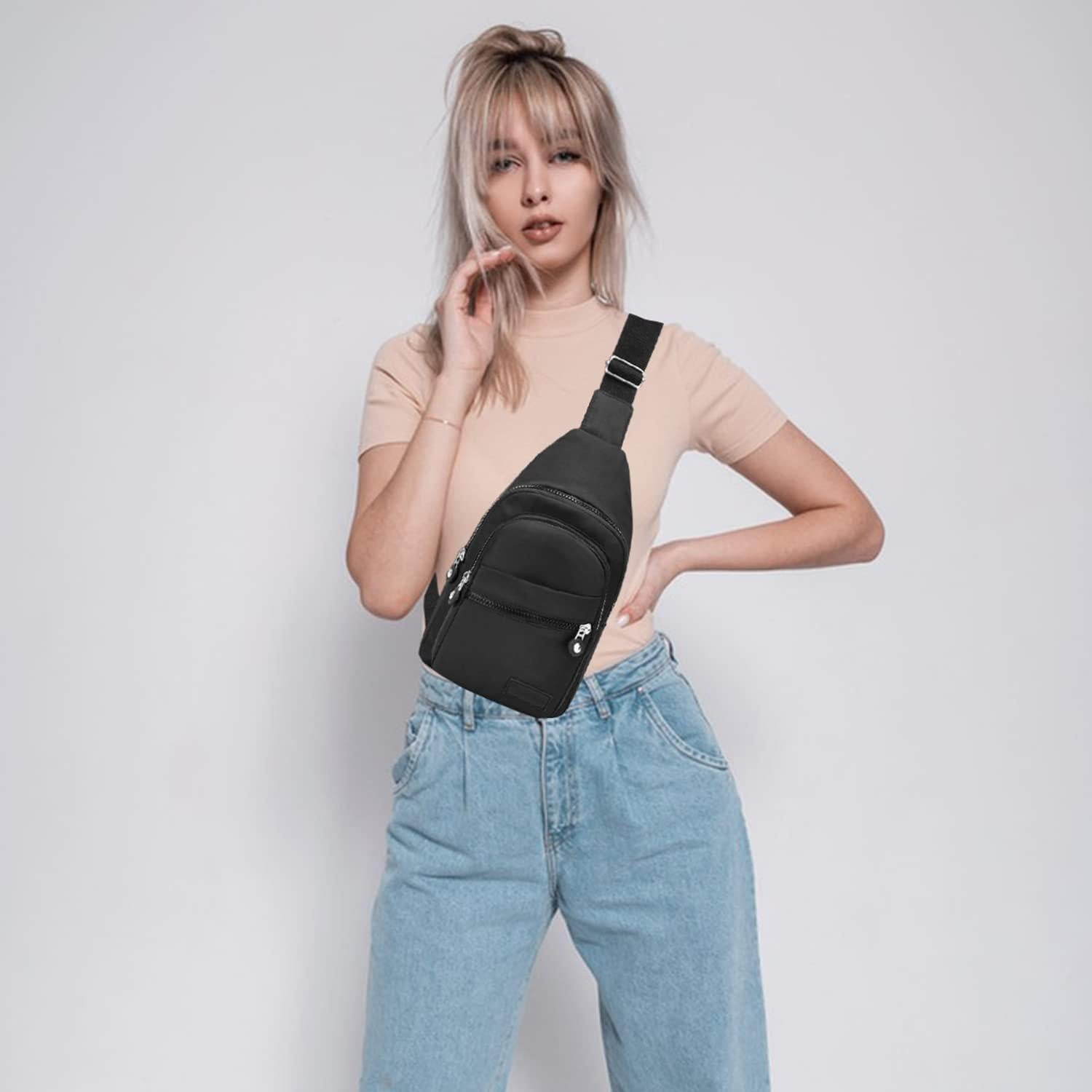 Mochila Sling Bandolera Banelu Negra para Senderismo