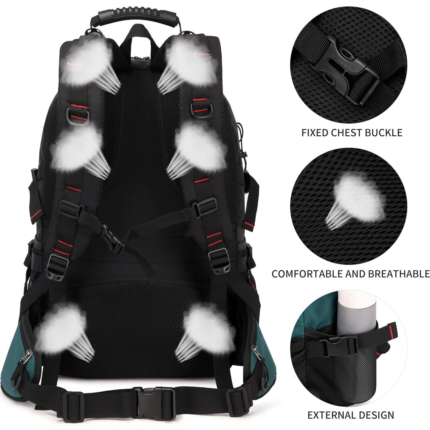 Mochila de Senderismo Nerlion 40L Impermeable Unisex Verde