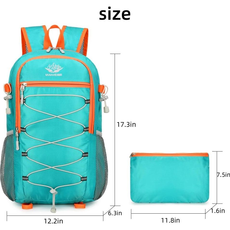 Mochila Plegable Ligera 30L para Senderismo Camping Azul Lago
