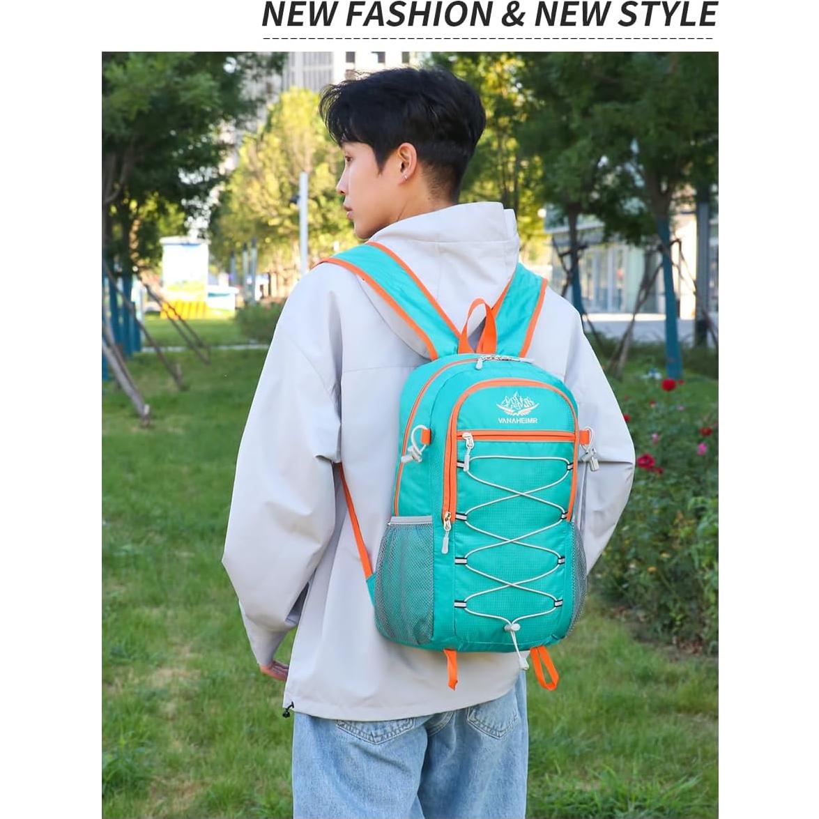 Mochila Plegable Ligera 30L para Senderismo Camping Azul Lago