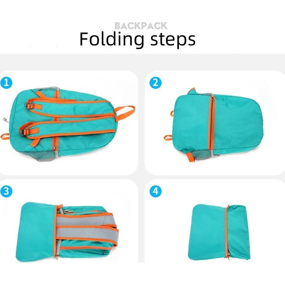 Mochila Plegable Ligera 30L para Senderismo Camping Azul Lago