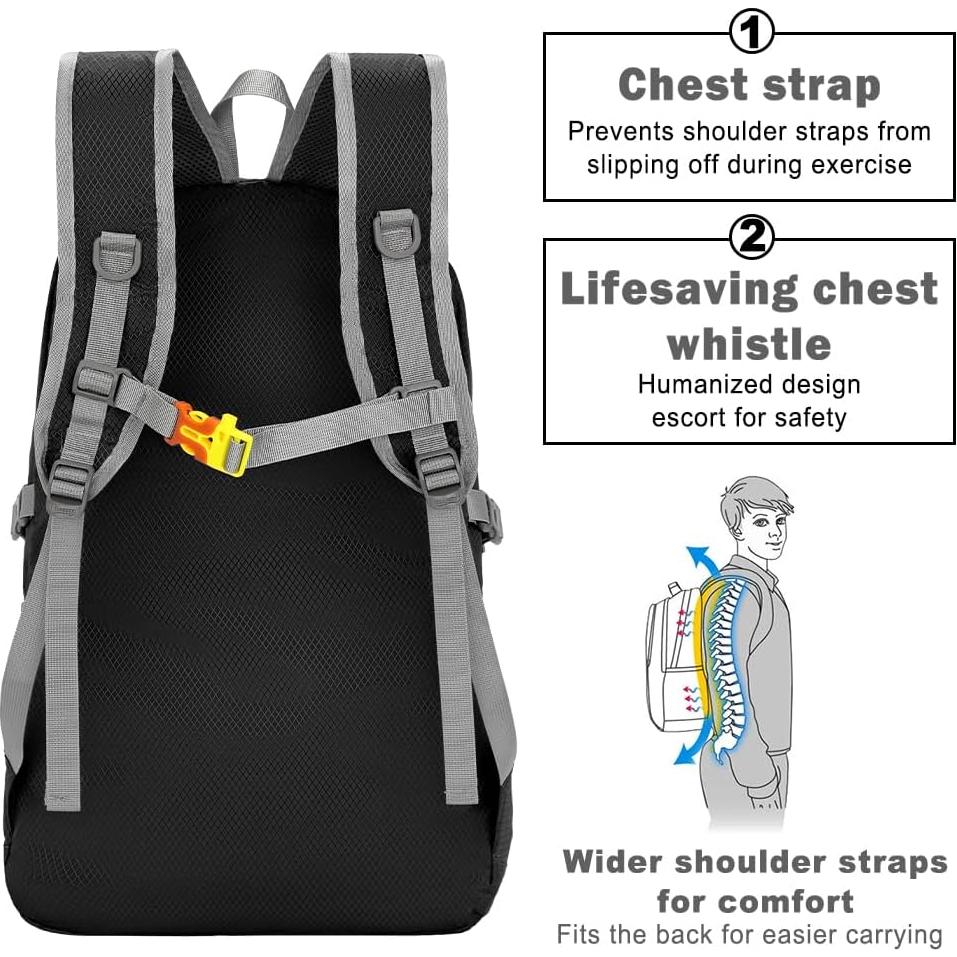 Mochila de Senderismo HOMBRES LOBO 20L Plegable Resistente al Agua