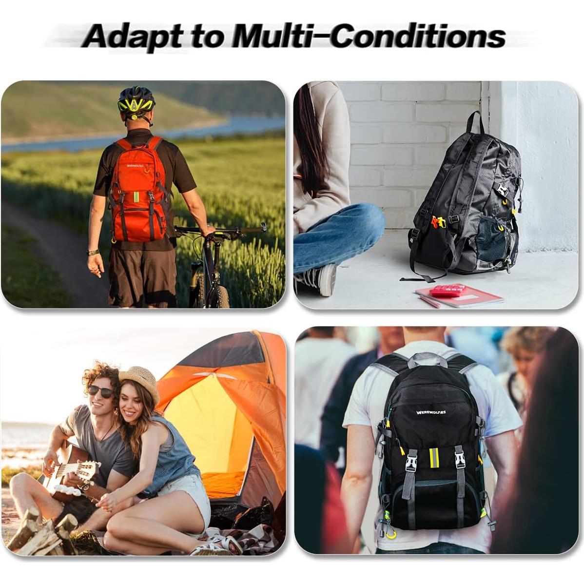 Mochila de Senderismo HOMBRES LOBO 20L Plegable Resistente al Agua