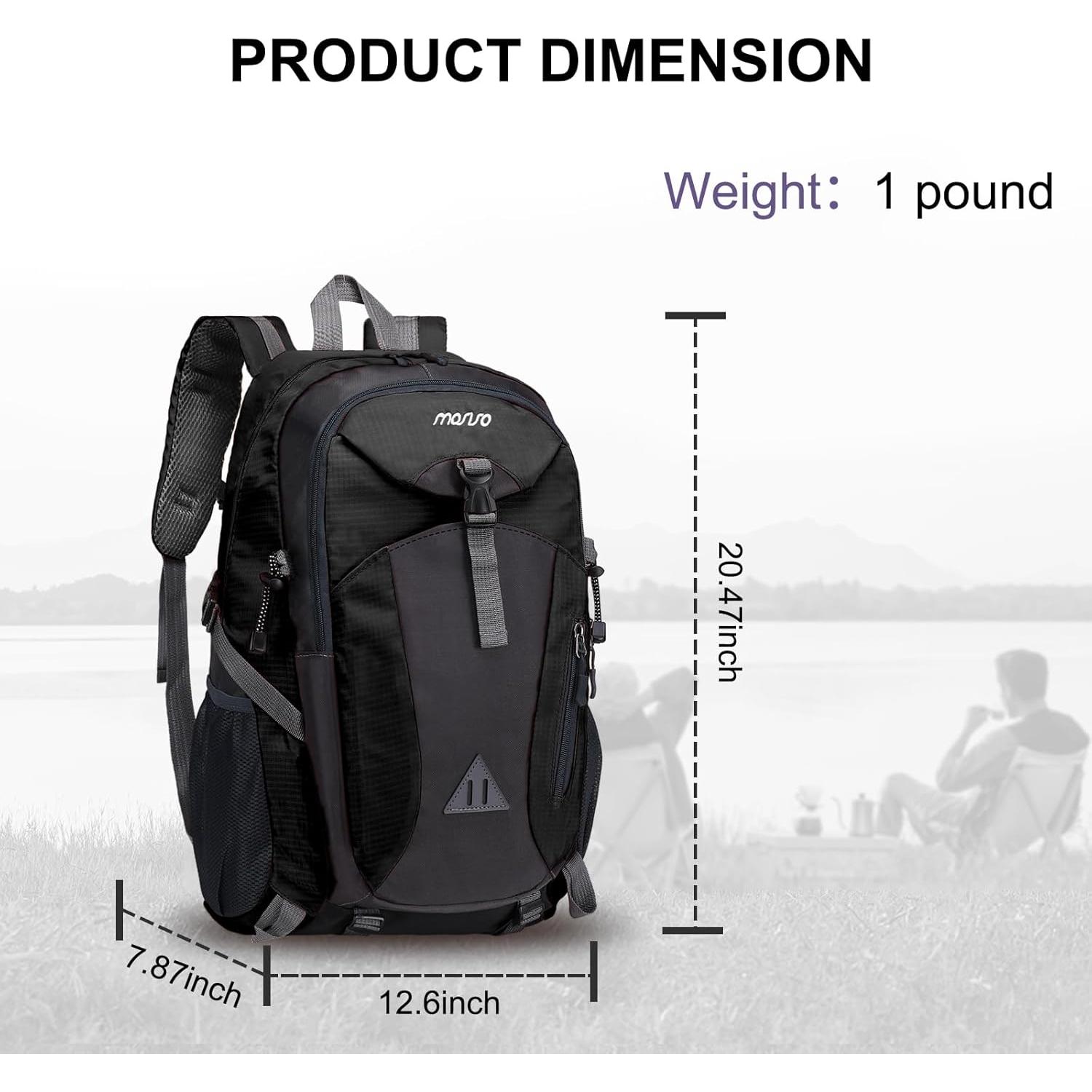 Mochila de Senderismo MOSISO 40L Impermeable Unisex Negra