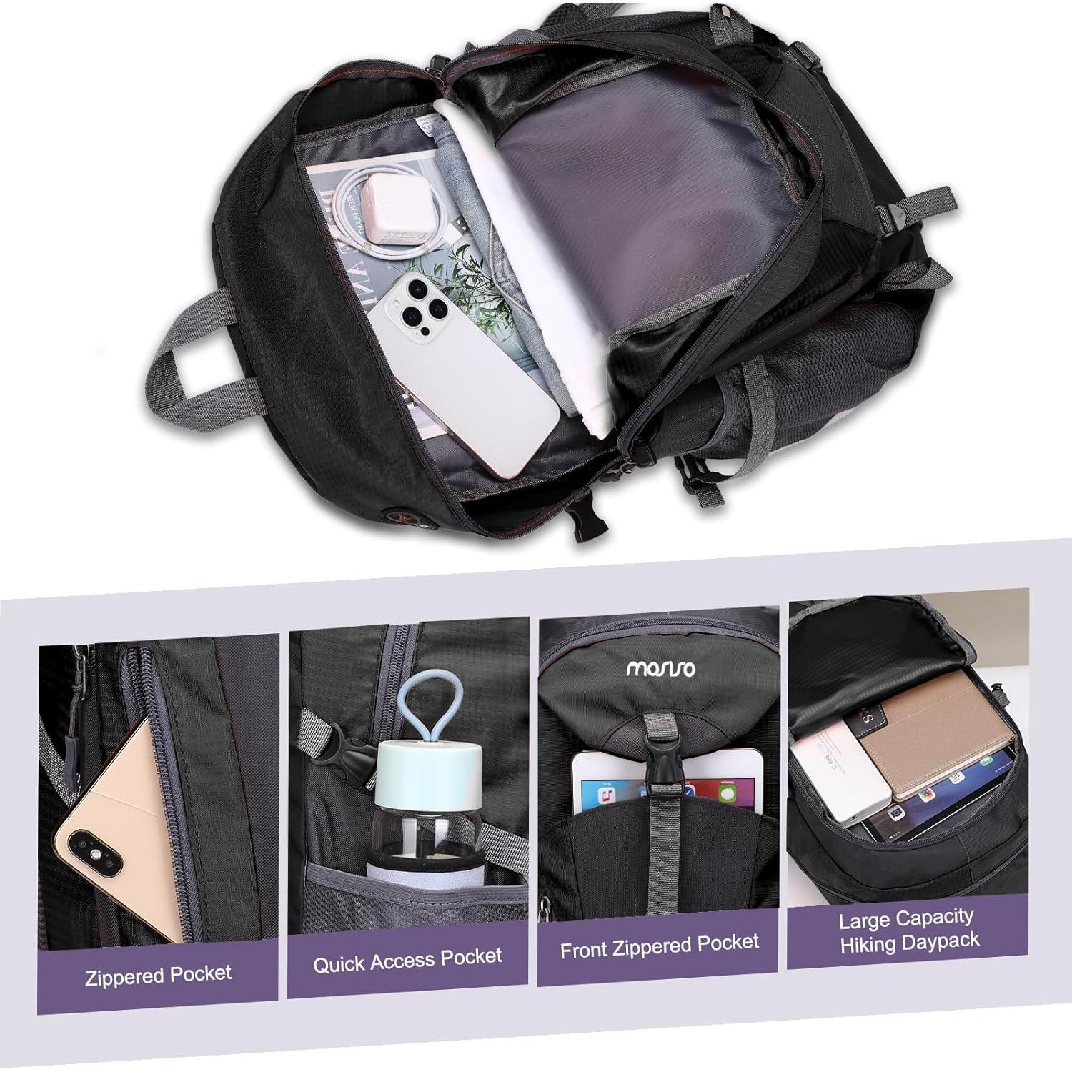 Mochila de Senderismo MOSISO 40L Impermeable Unisex Negra