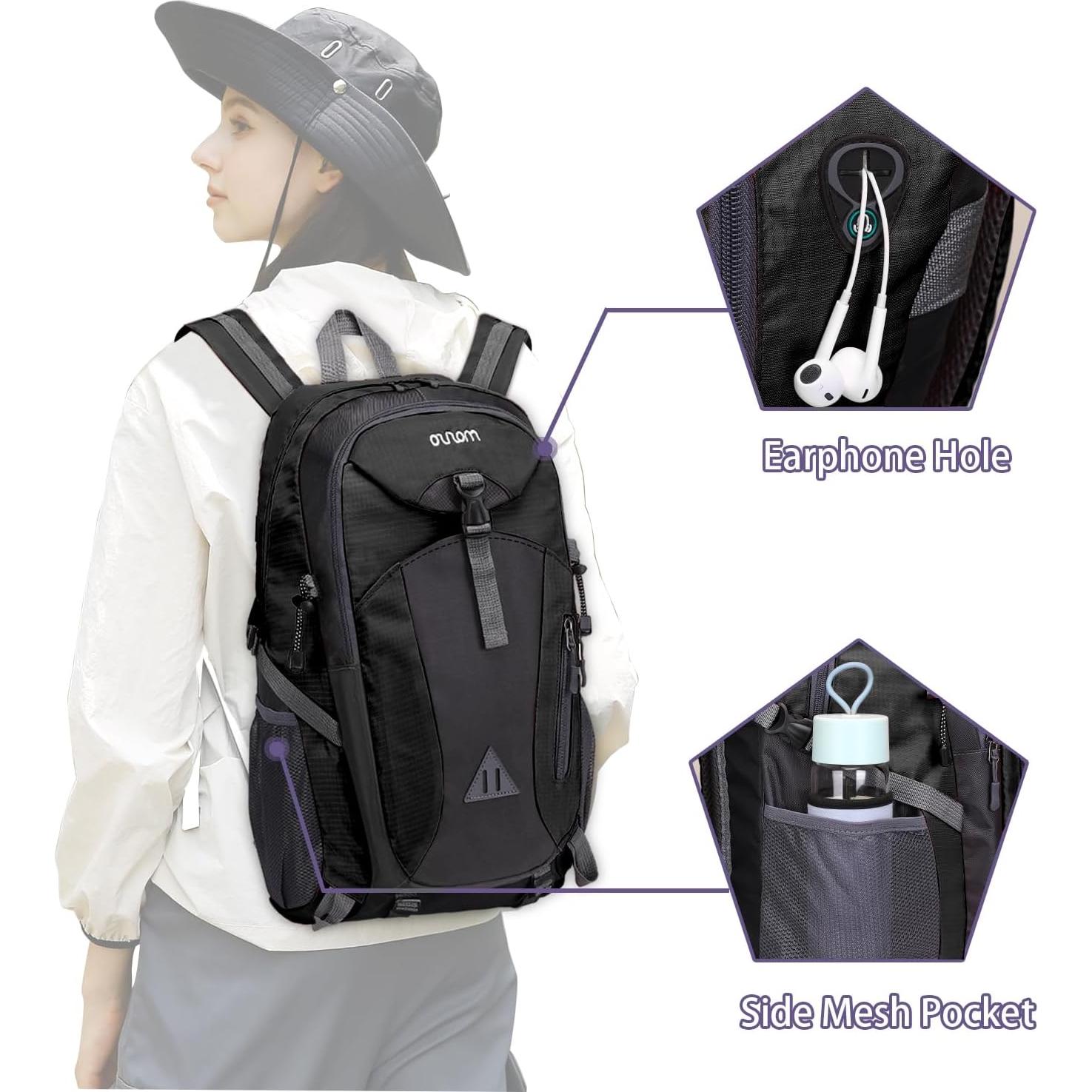 Mochila de Senderismo MOSISO 40L Impermeable Unisex Negra