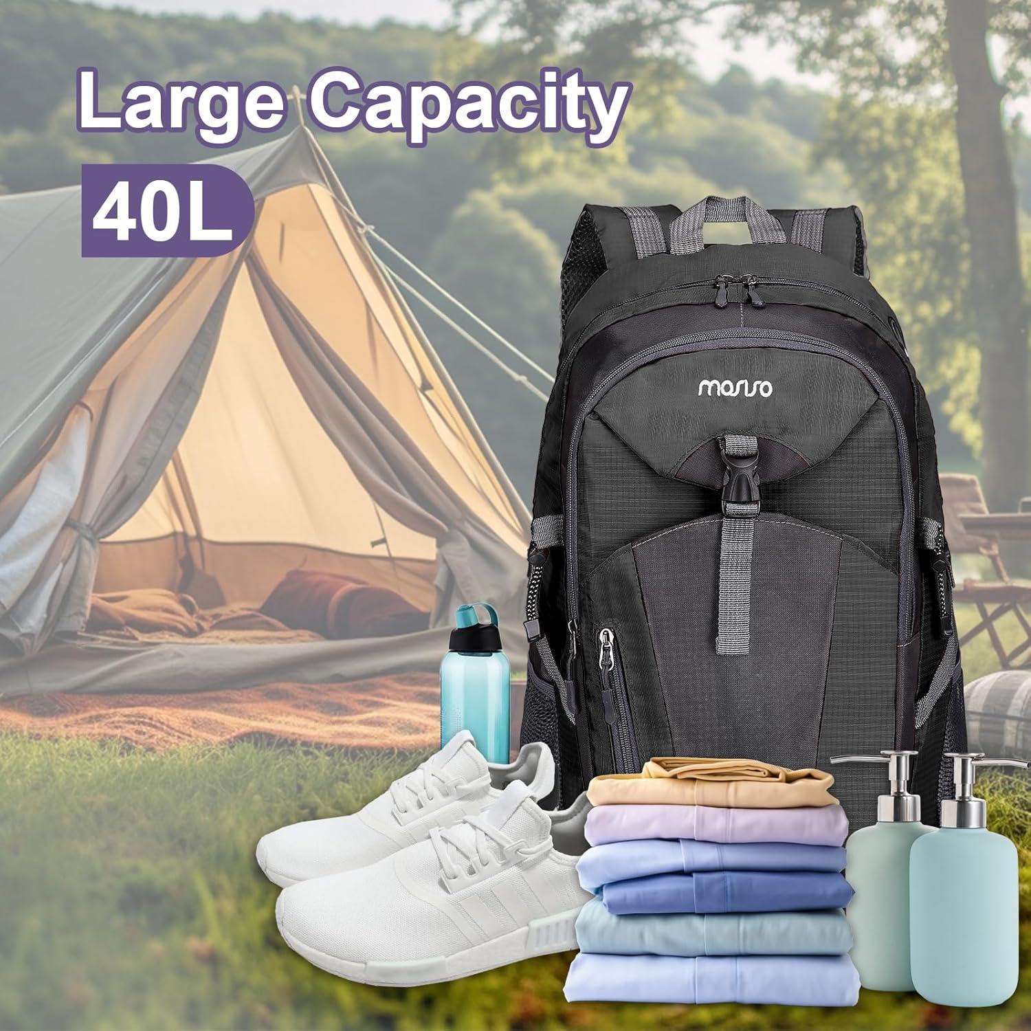 Mochila de Senderismo MOSISO 40L Impermeable Unisex Negra