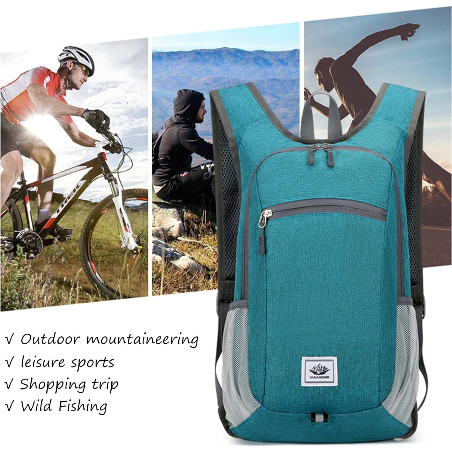 Mochila de Senderismo DOJUNS 15L Plegable Impermeable Gris