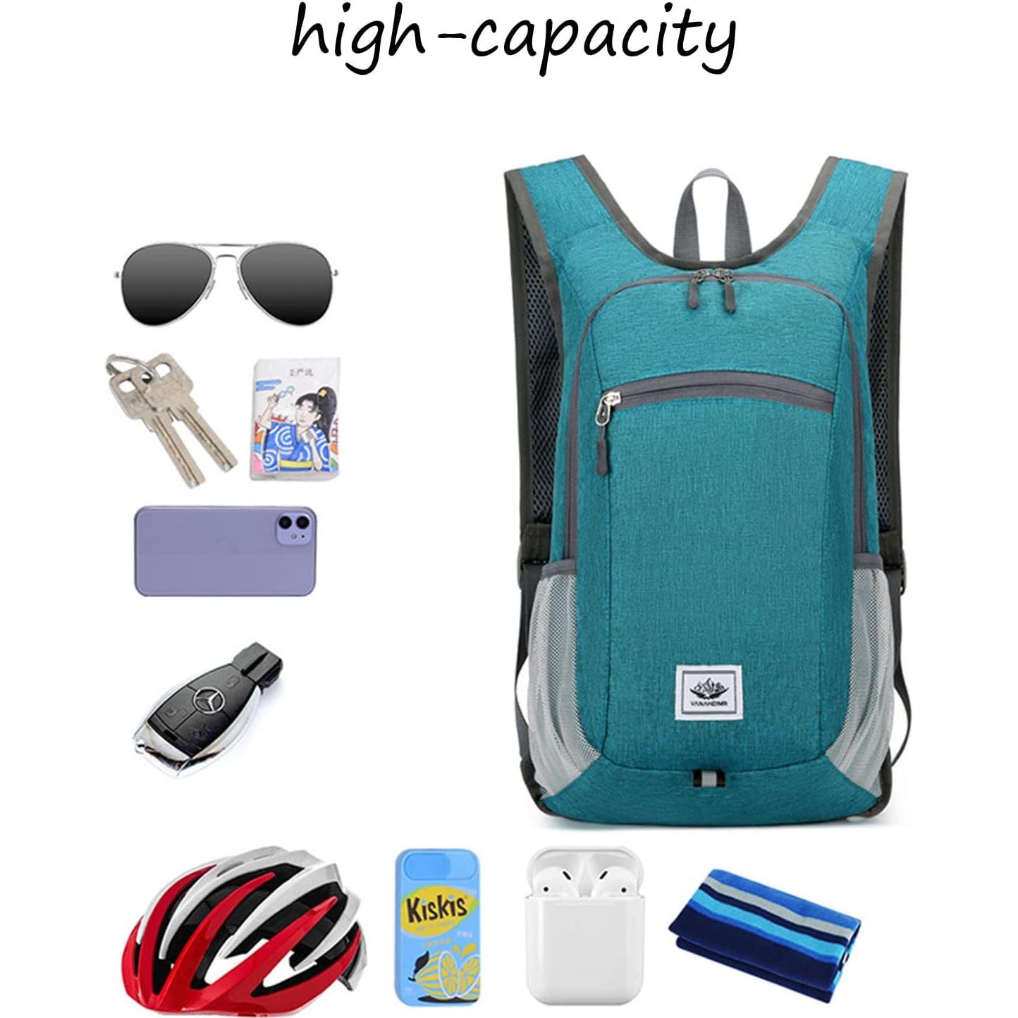 Mochila de Senderismo DOJUNS 15L Plegable Impermeable Gris