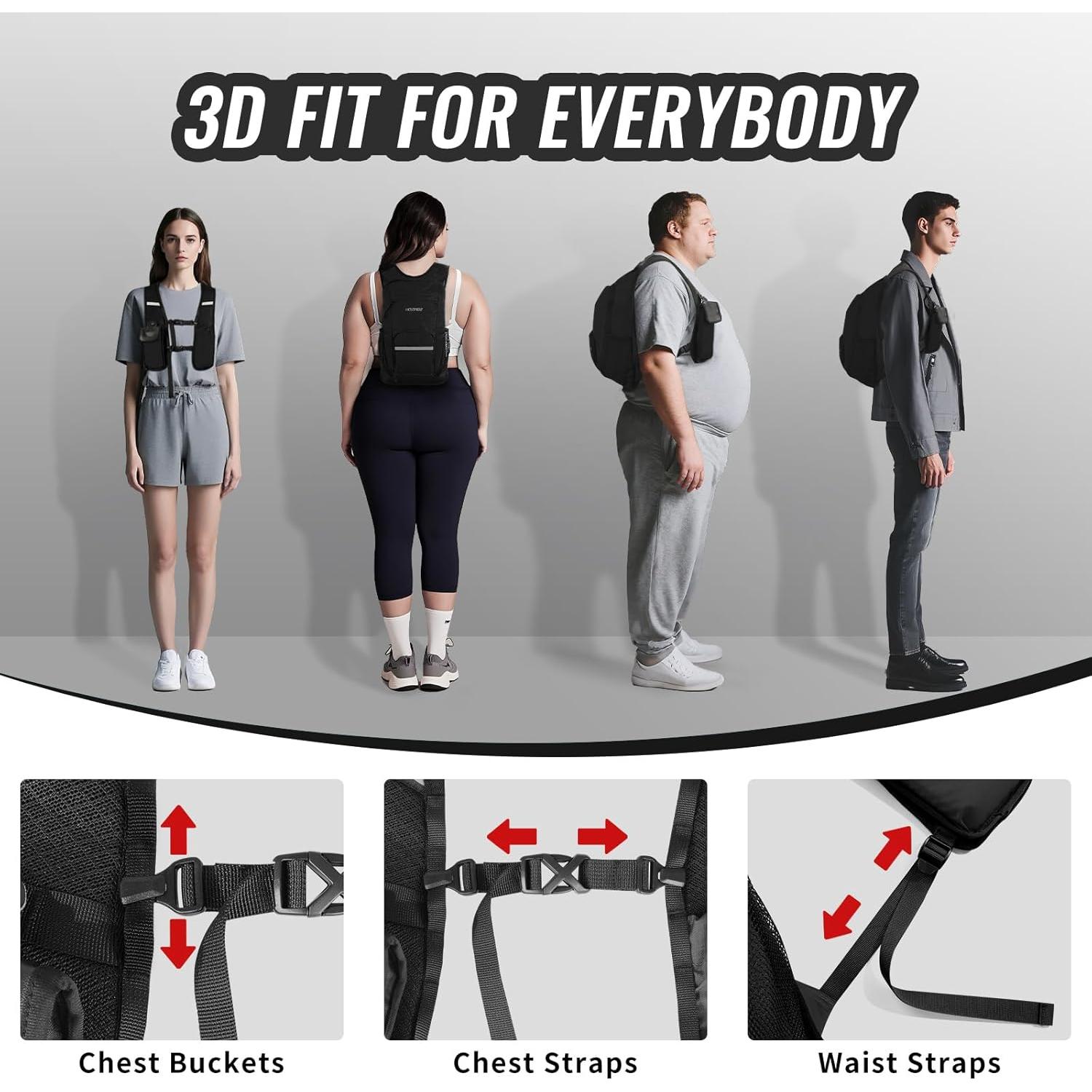 Mochila de Senderismo Plegable 10L Unisex - Negra