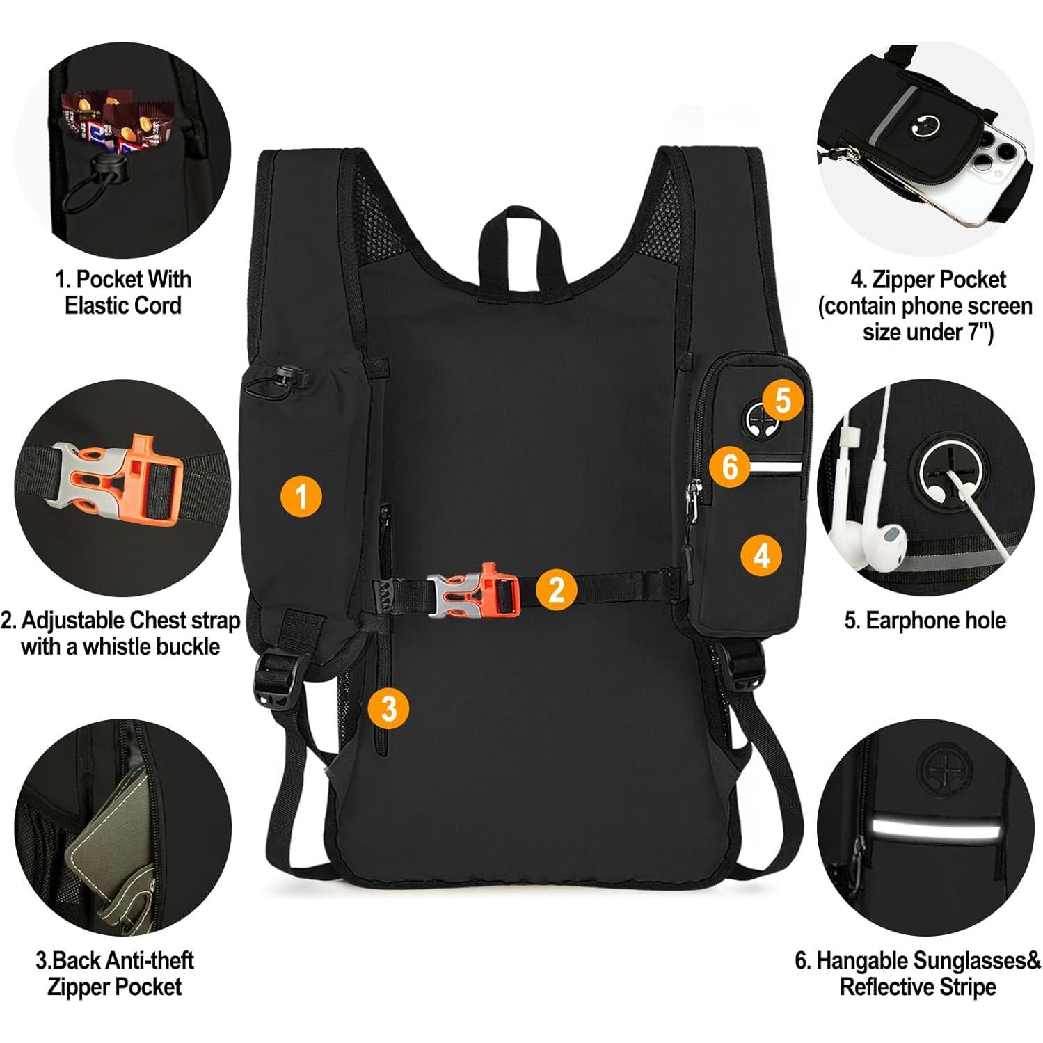 Mochila de Senderismo Plegable Seektop 15L Impermeable Negra