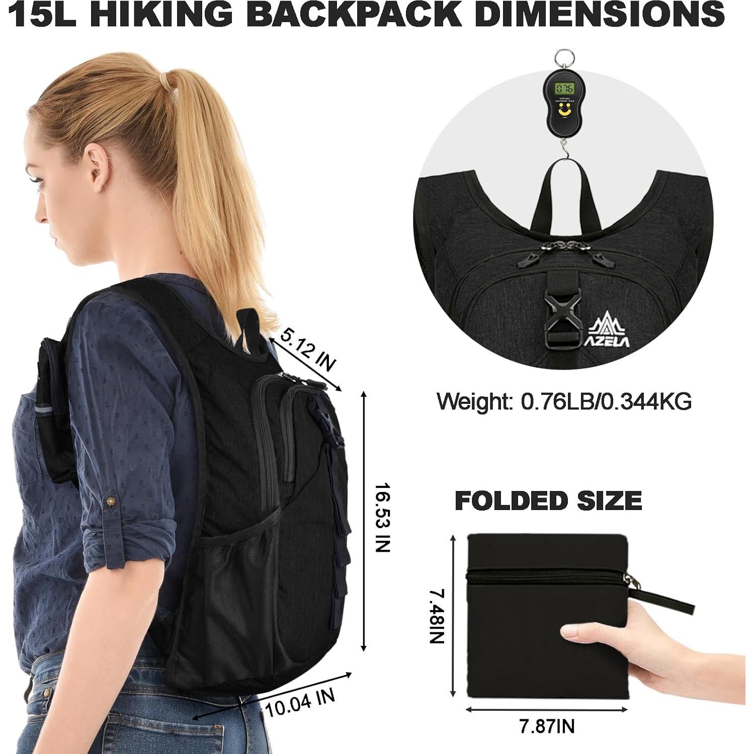 Mochila de Senderismo Plegable Seektop 15L Impermeable Negra