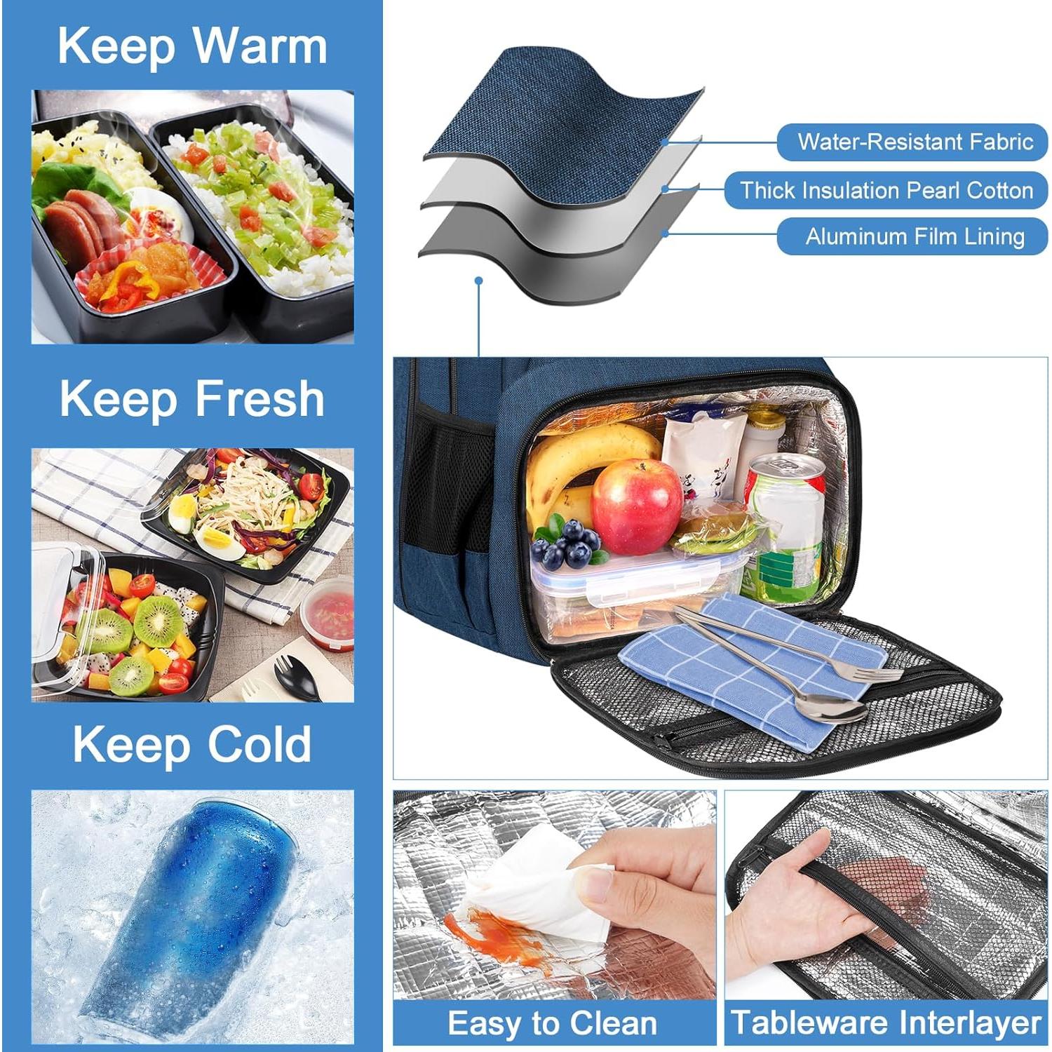 Mochila MATEIN 17" para Laptop y Almuerzo Aislado Azul