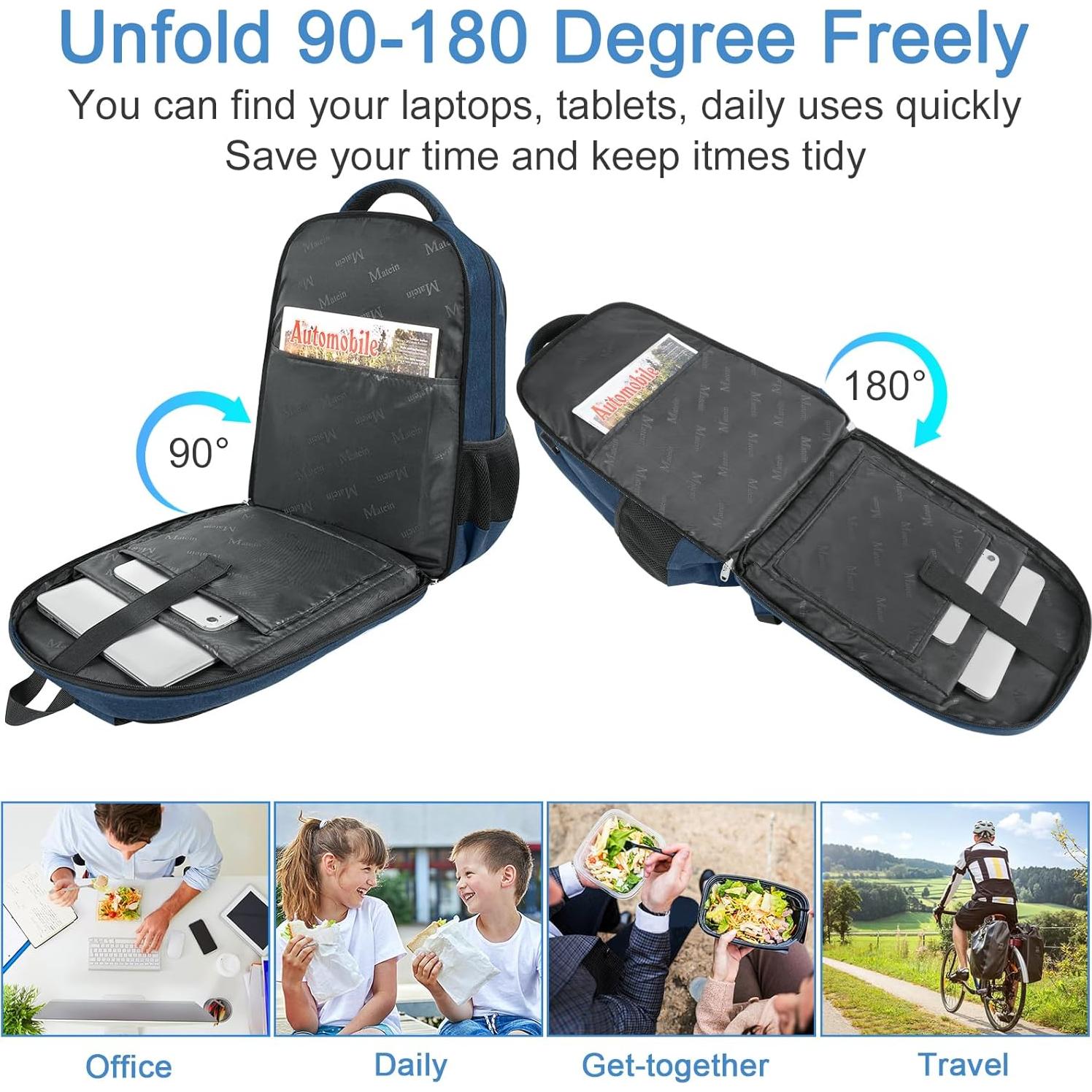 Mochila MATEIN 17" para Laptop y Almuerzo Aislado Azul