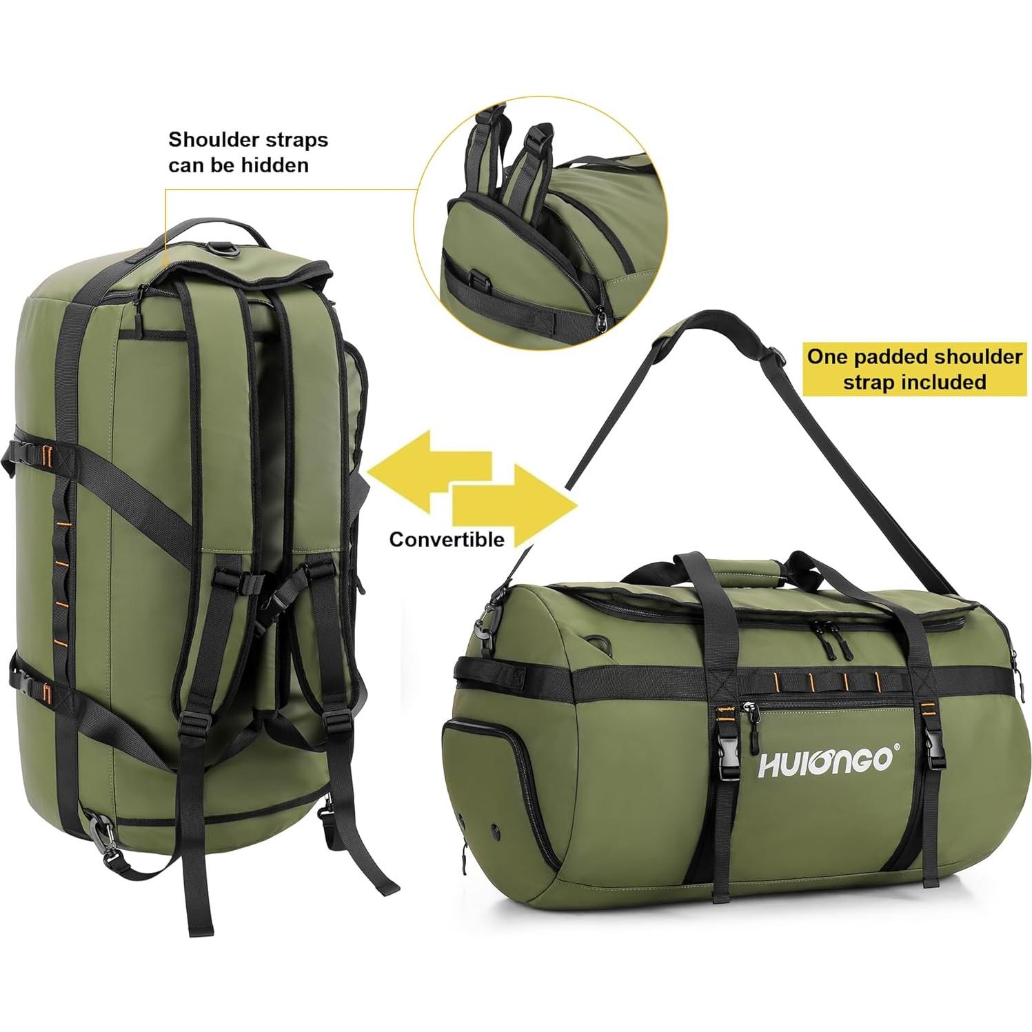 Bolsa de viaje impermeable 60L para hombres - Duffel verde