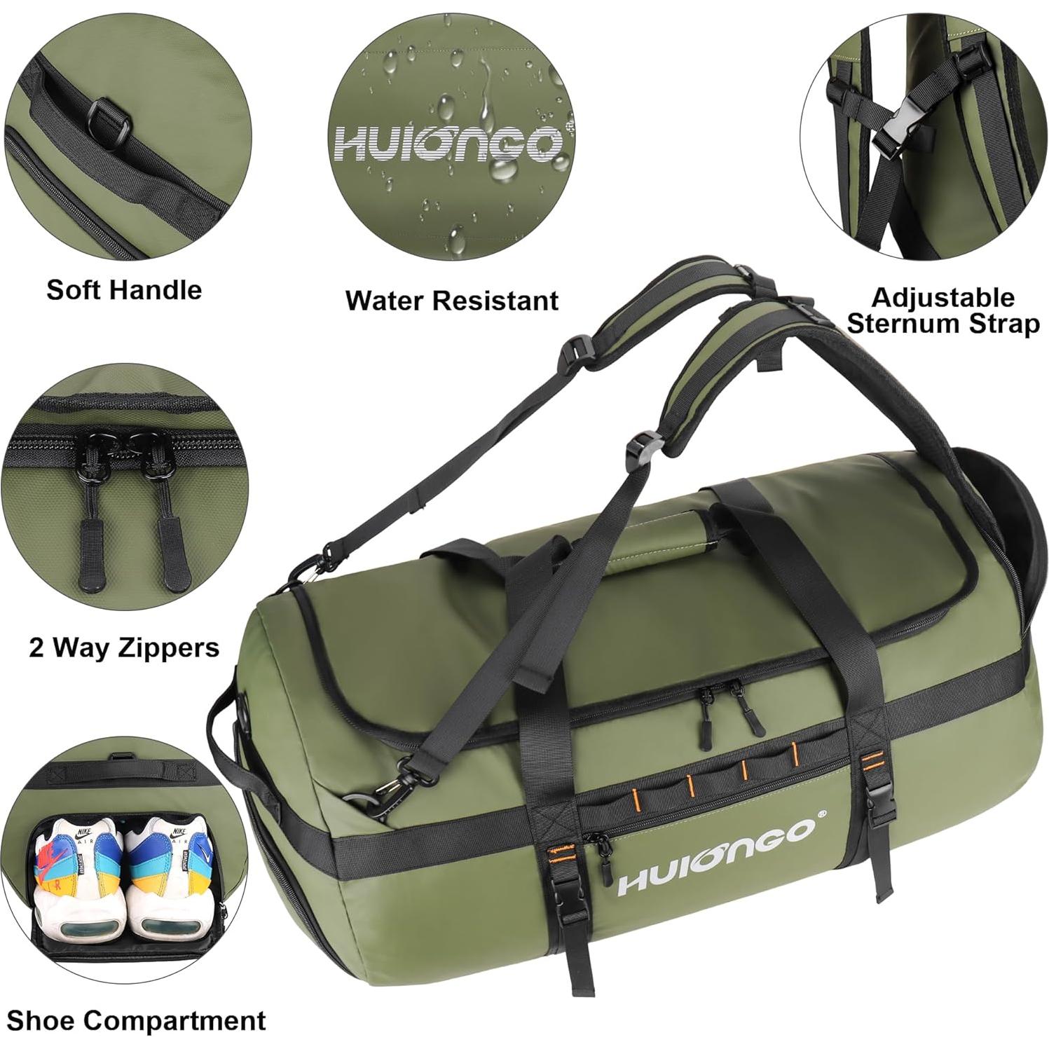Bolsa de viaje impermeable 60L para hombres - Duffel verde