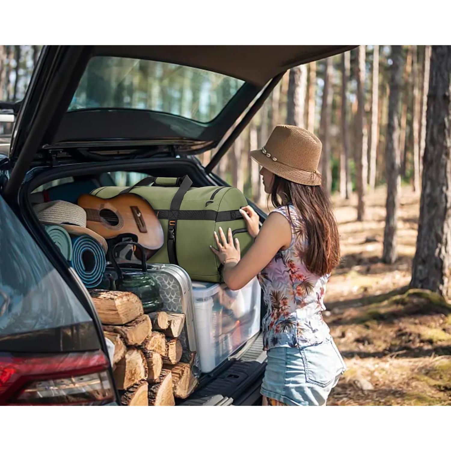 Bolsa de viaje impermeable 60L para hombres - Duffel verde
