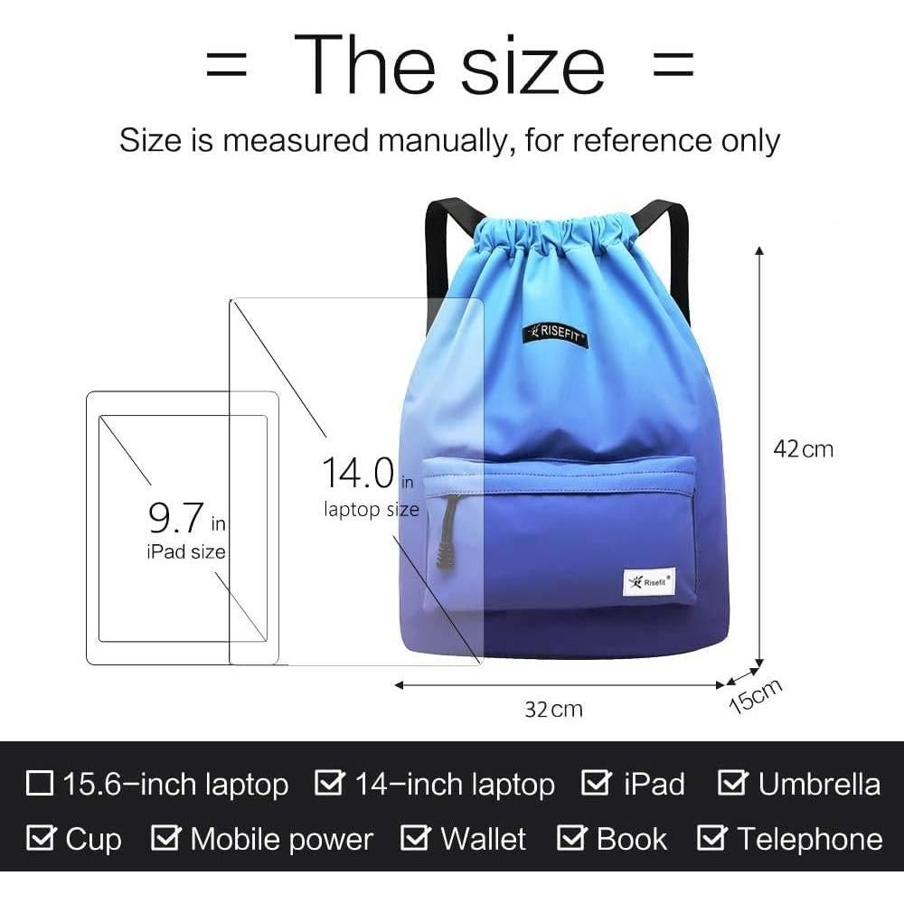 Mochila de Cuerda Impermeable Risefit 42x32x15cm Unisex