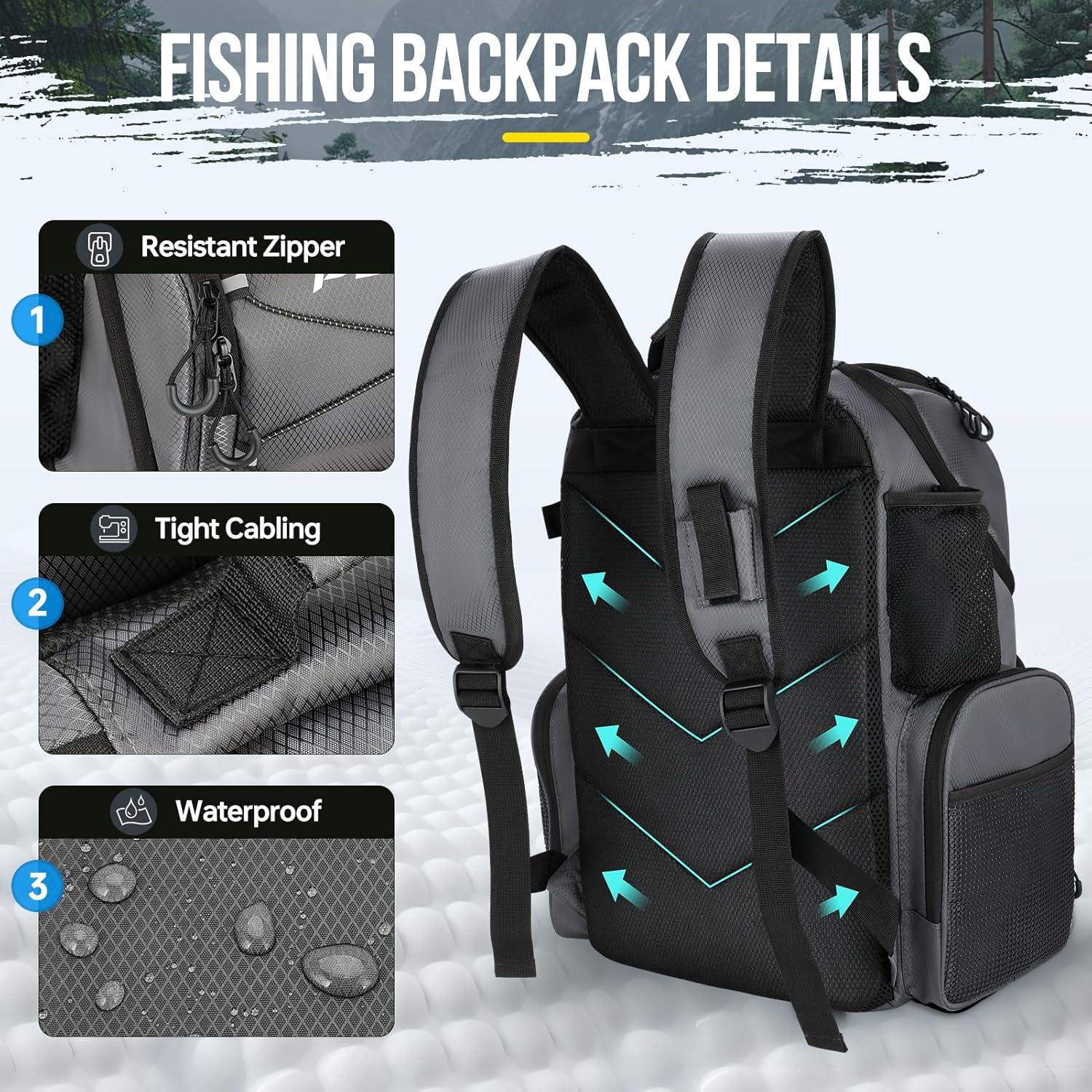 Mochila de Pesca PLUSINNO 45L con Enfriador y Soportes