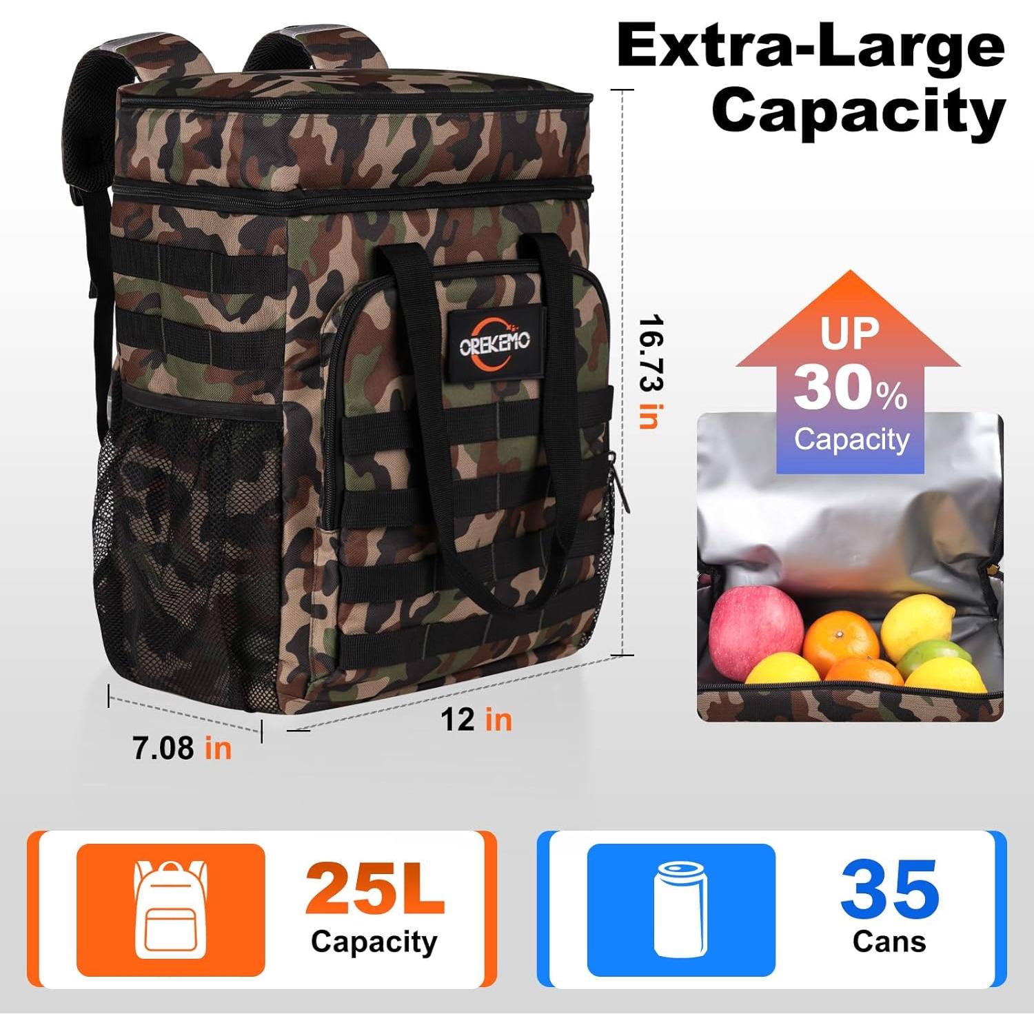 Mochila Enfriadora Orekemo Verde Camo 25L Impermeable