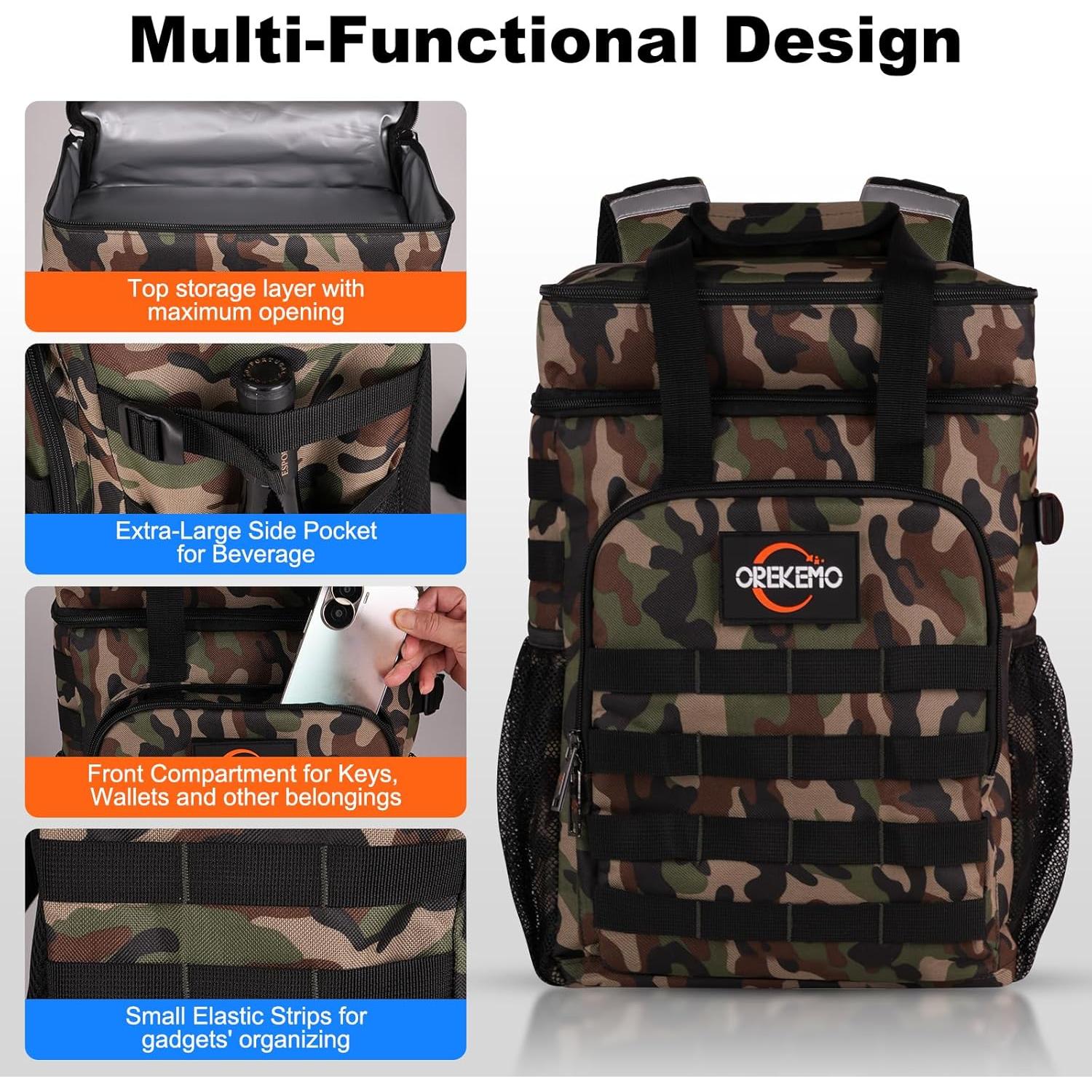 Mochila Enfriadora Orekemo Verde Camo 25L Impermeable