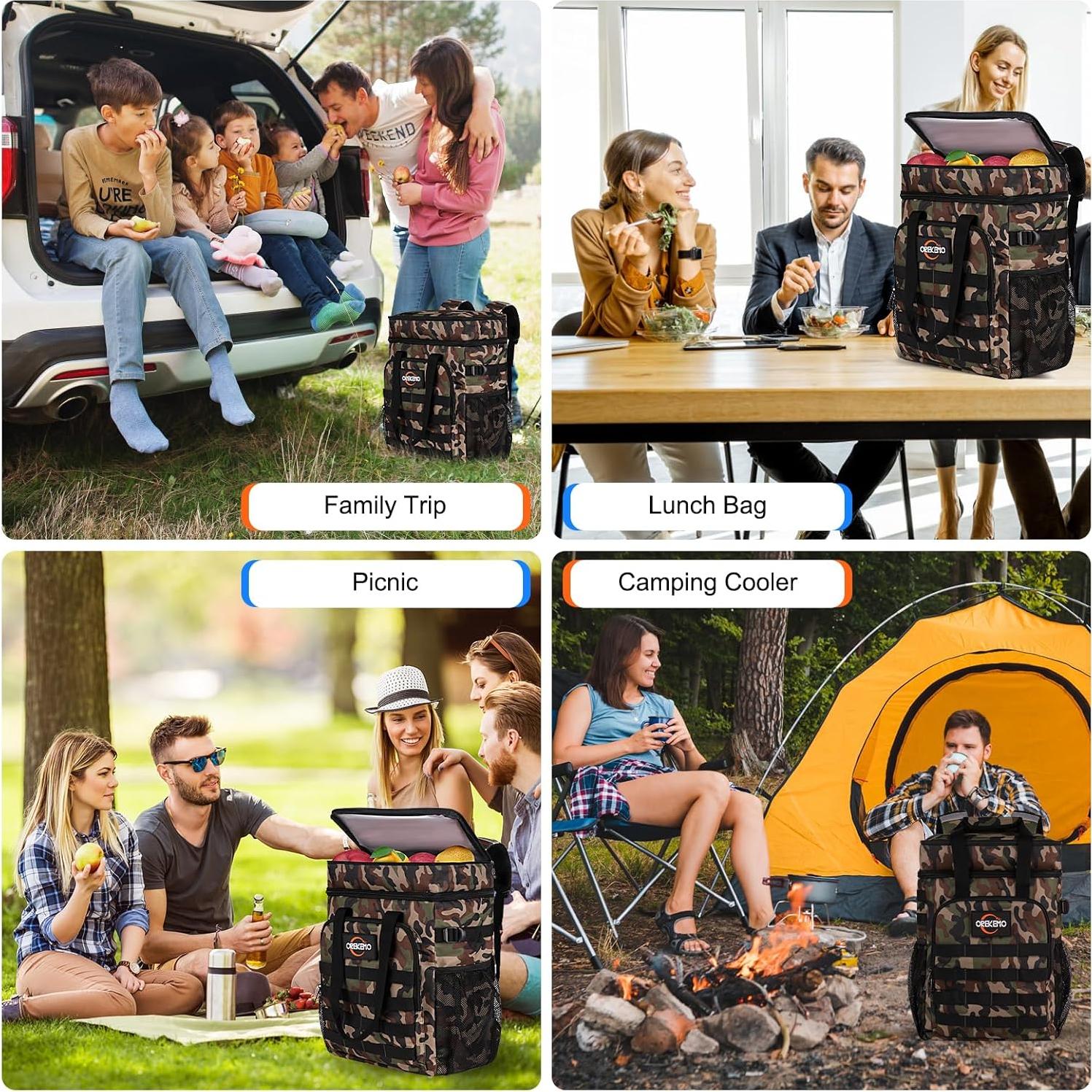 Mochila Enfriadora Orekemo Verde Camo 25L Impermeable