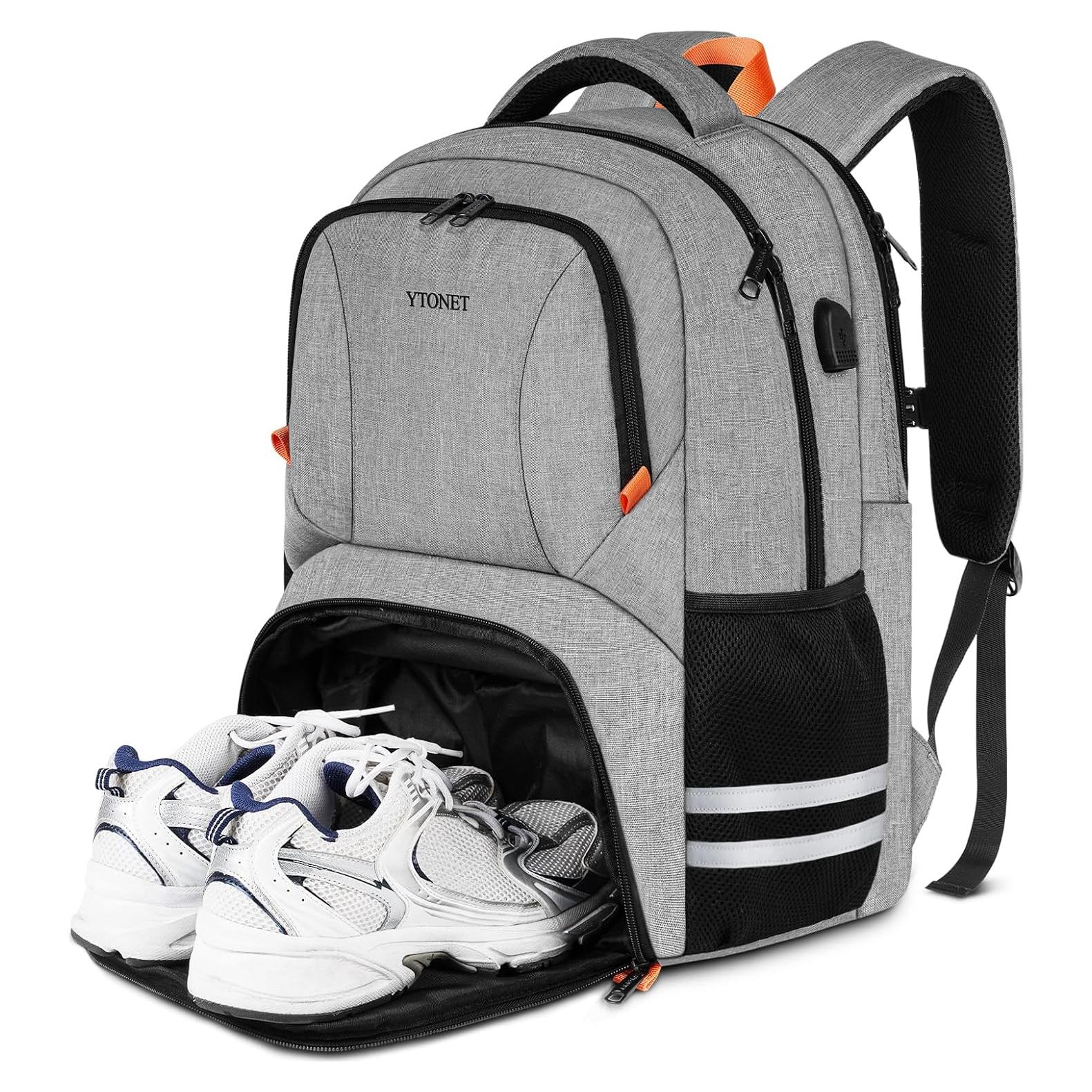 Mochila Ytonet Gris para Gimnasio 40L con Compartimento para Zapatos