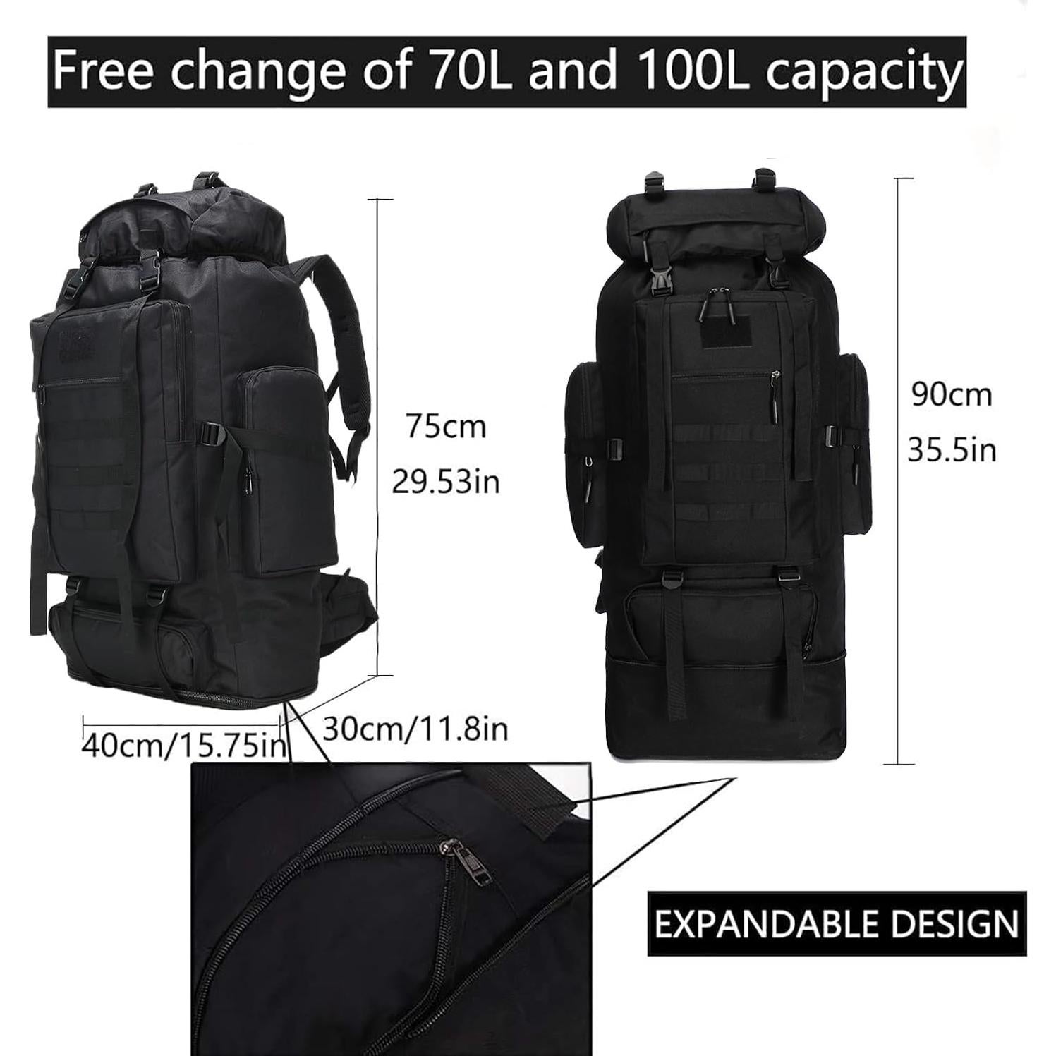 Mochila de Senderismo BRAVECOW 100L Impermeable para Camping