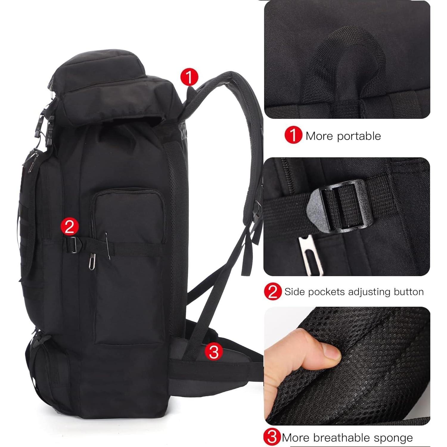 Mochila de Senderismo BRAVECOW 100L Impermeable para Camping