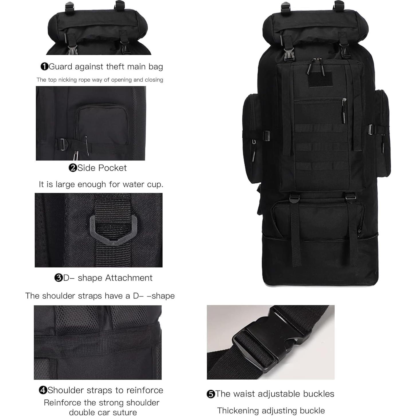 Mochila de Senderismo BRAVECOW 100L Impermeable para Camping