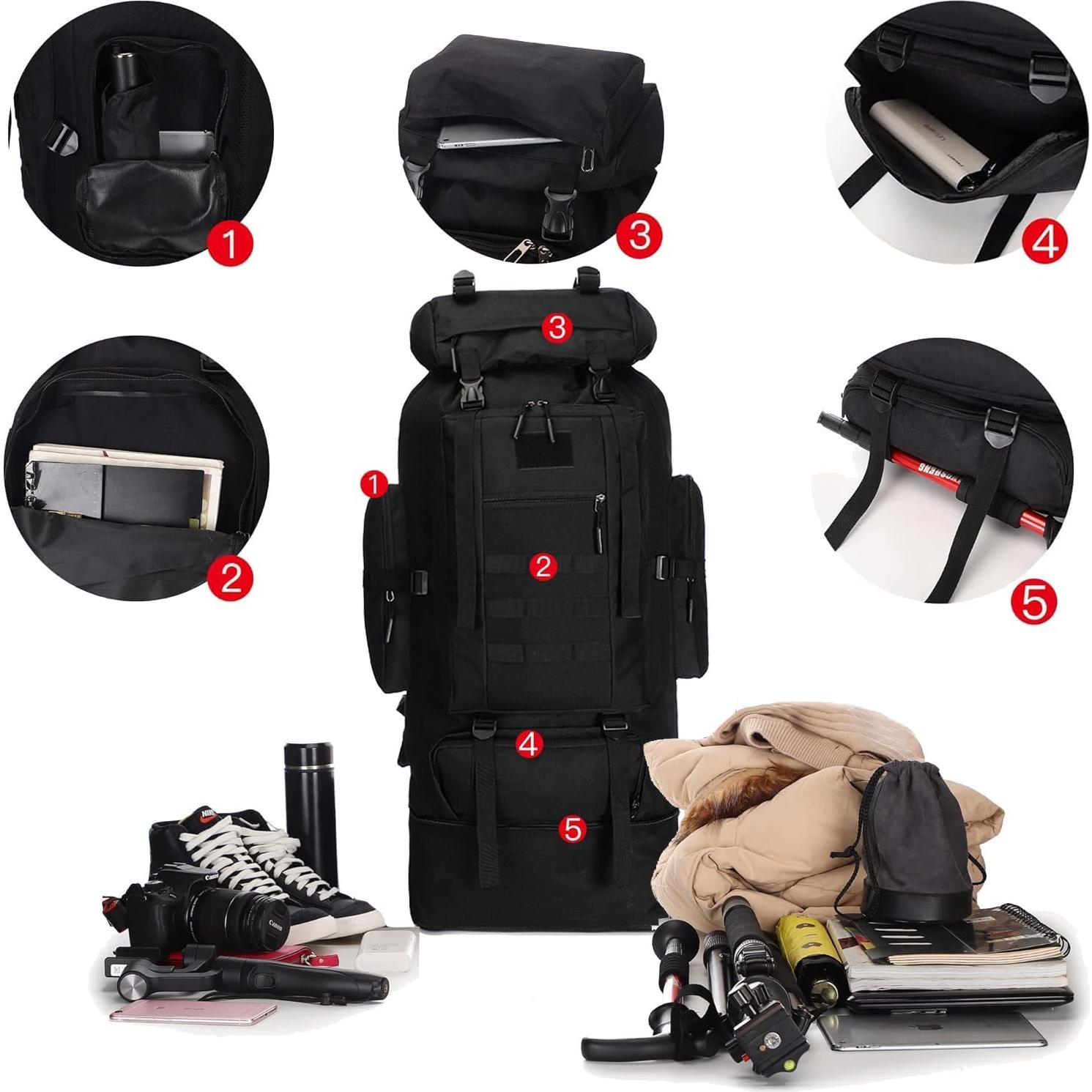 Mochila de Senderismo BRAVECOW 100L Impermeable para Camping