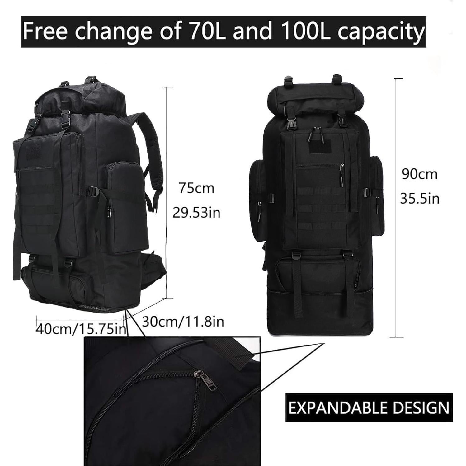 Mochila de Senderismo BRAVECOW 100L Impermeable para Camping