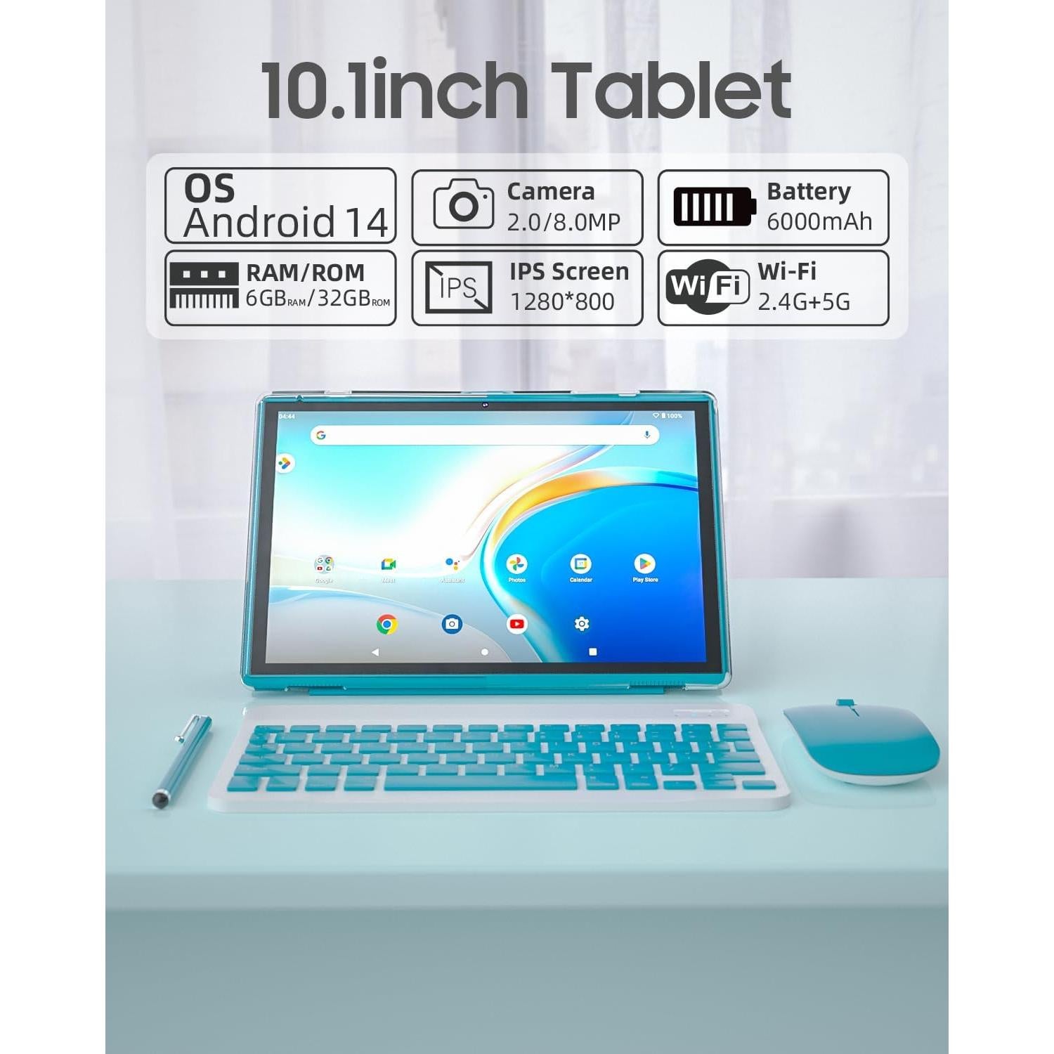 Tableta 2 en 1 ATOZEE Android 14 10.1" 6GB 32GB WiFi