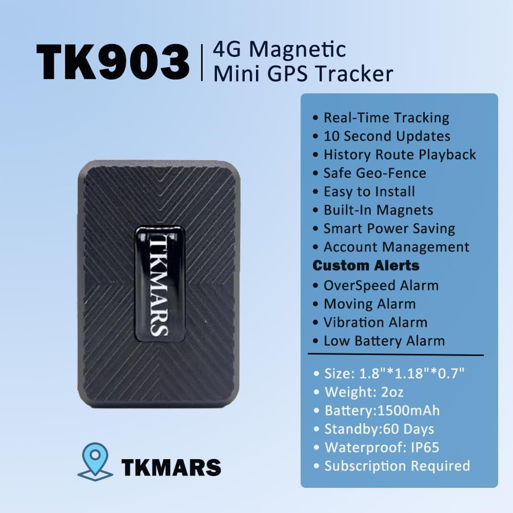 Mini Rastreador GPS 4G TKMARS para Vehículos y Mascotas