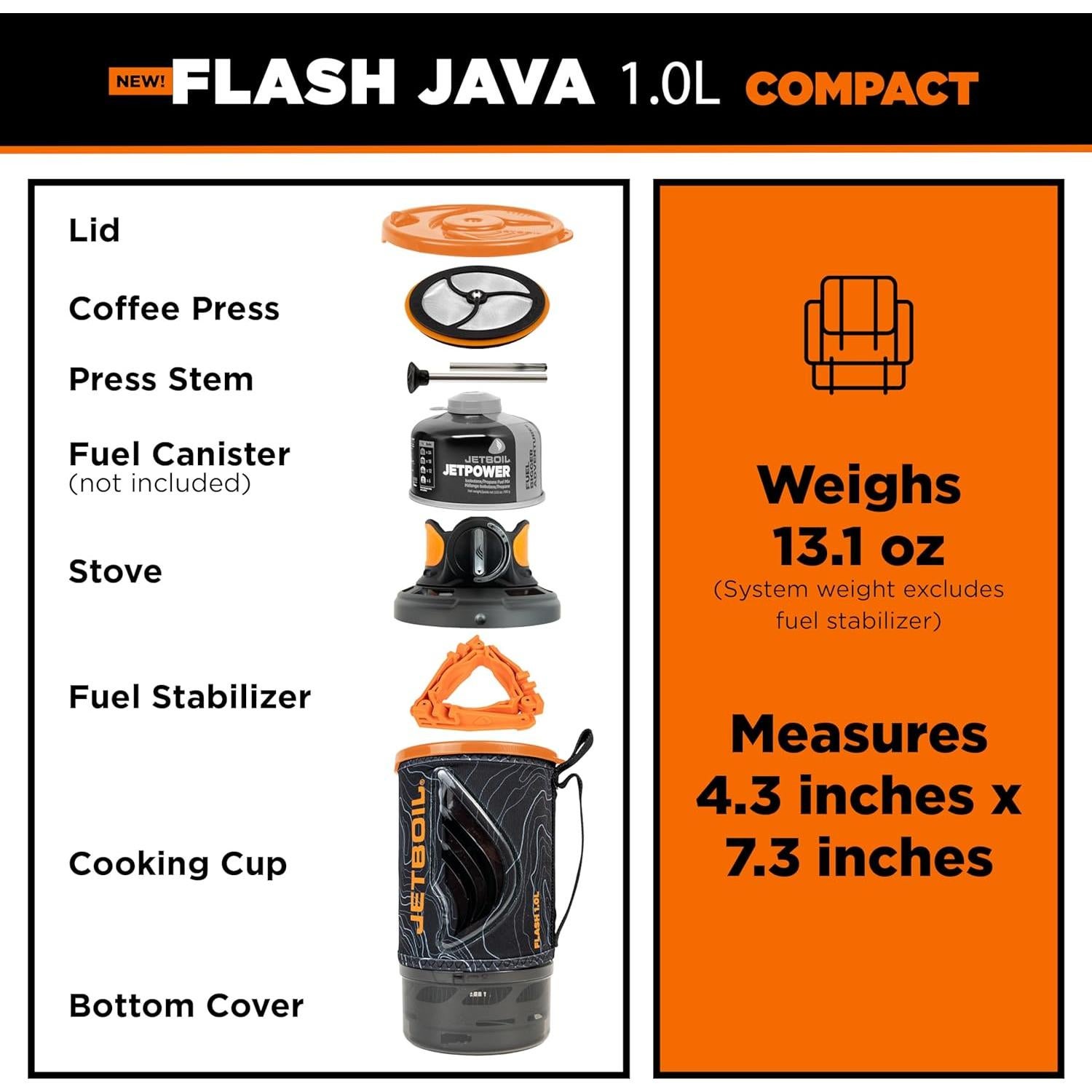 Estufa Portátil Jetboil Flash Java 1.0L con Prensa de Café