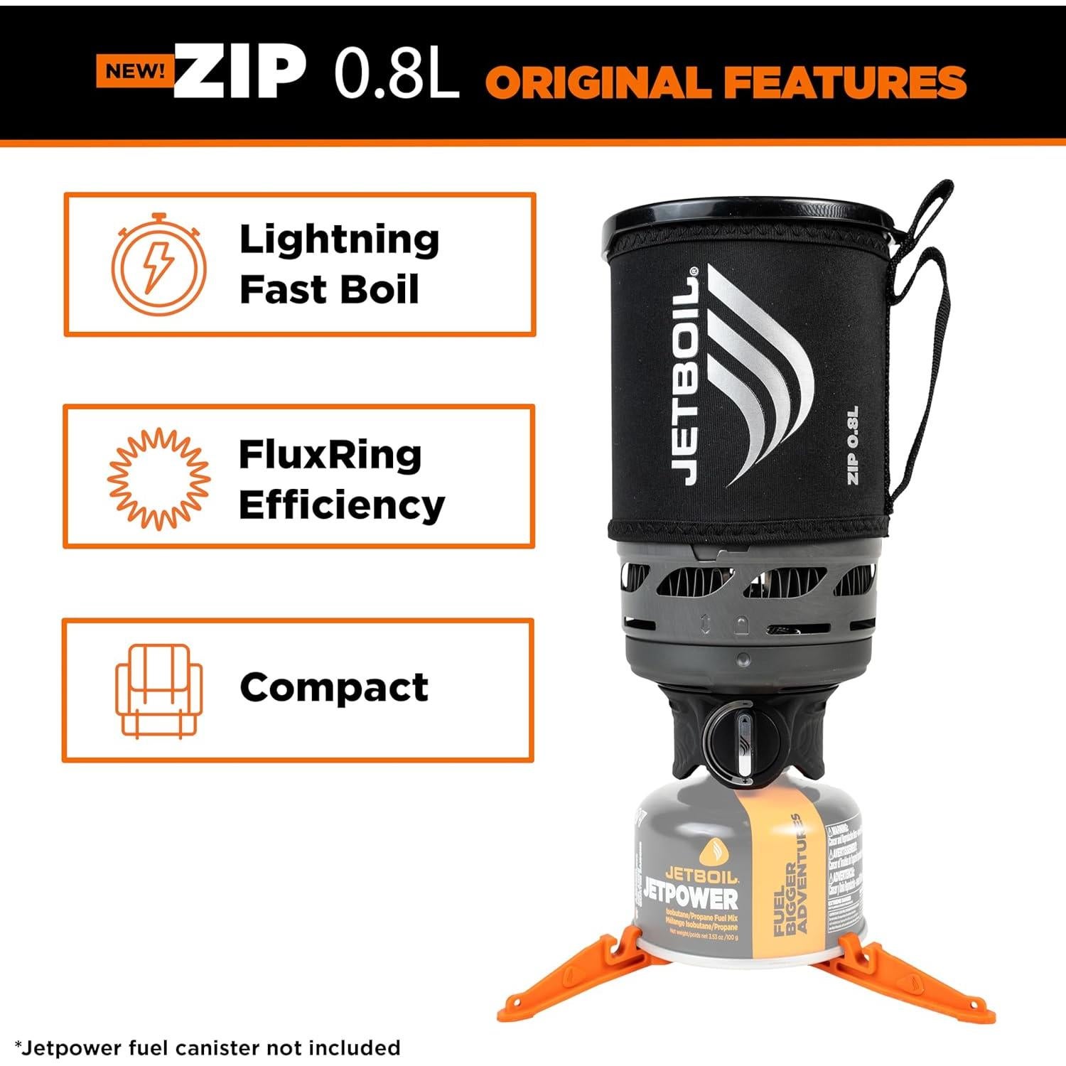 Estufa Portátil Jetboil Zip 0.8L para Camping y Senderismo