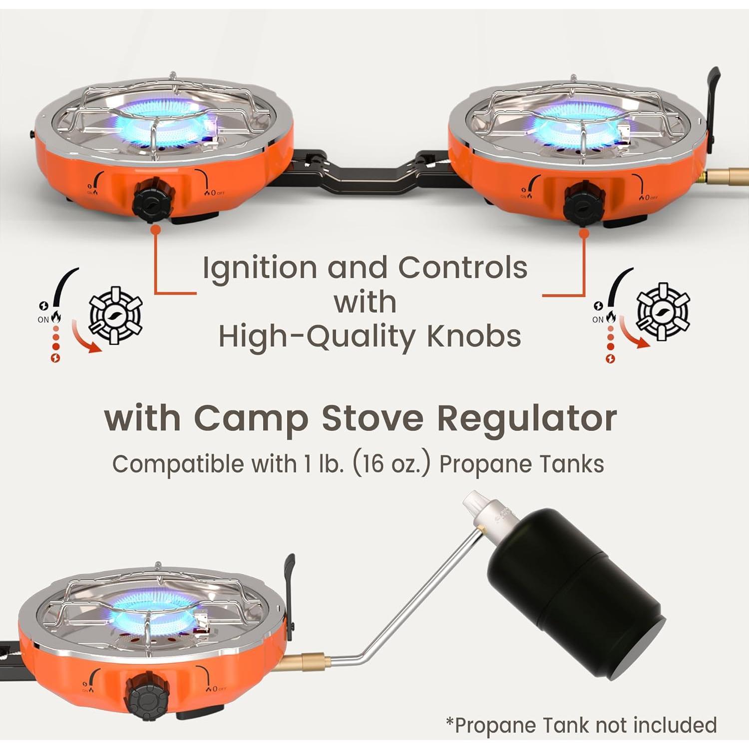 Estufa de Camping Cofiyard 2 Quemadores 20,000 BTU Plegable