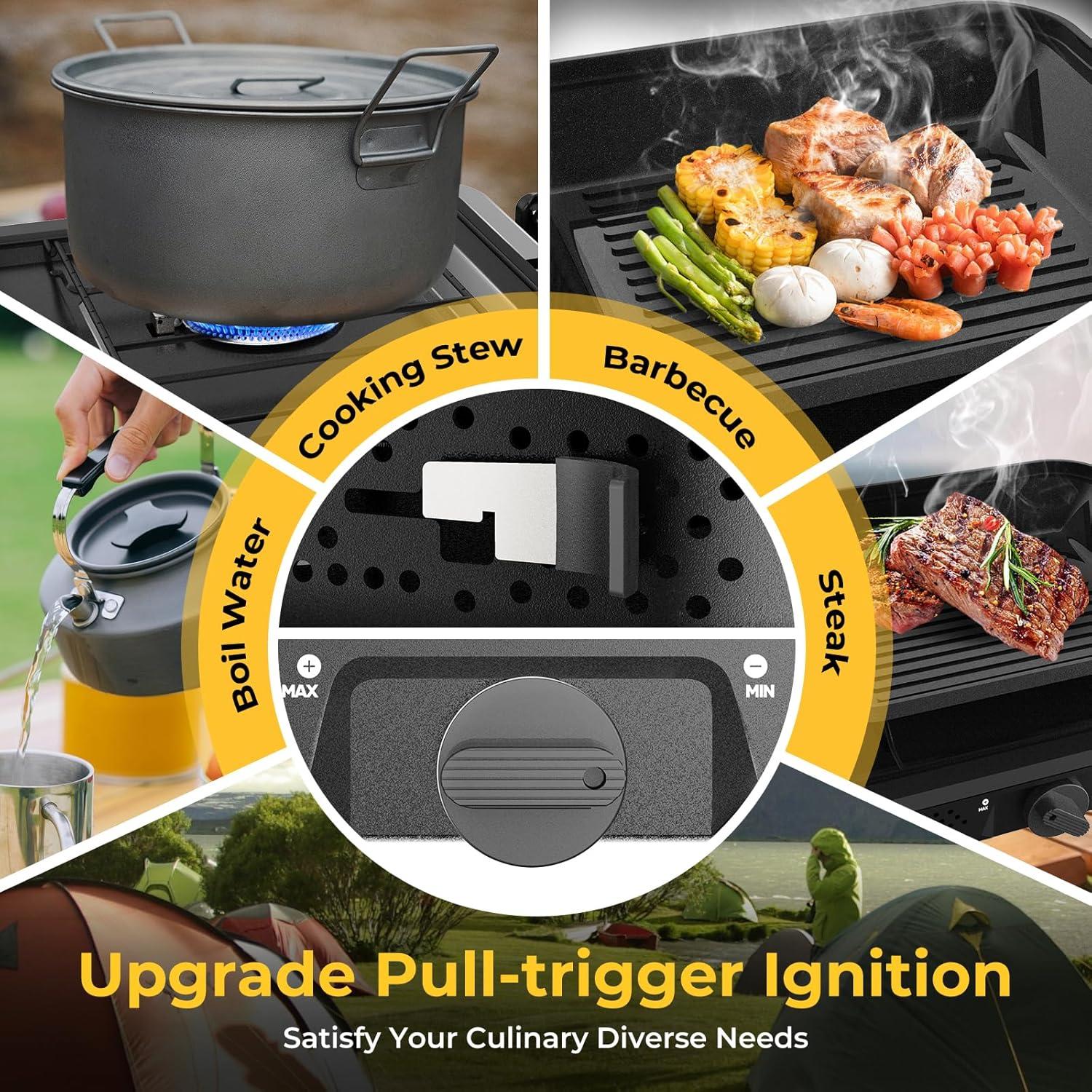 Estufa de Camping WLSINJL 2 Quemadores Propano 17,000 BTU