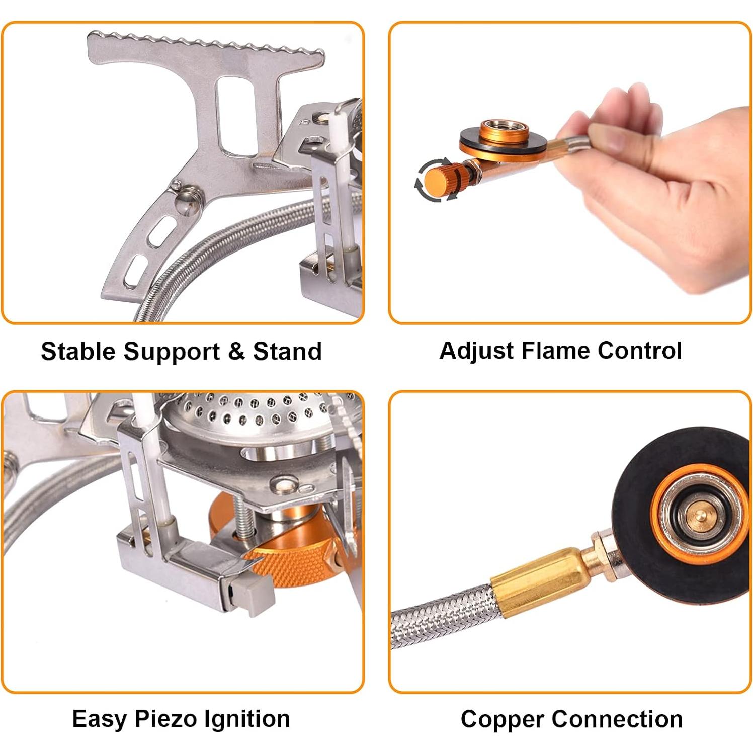 Estufa de Gas Camping Portátil Adaptador Propano 1LB Plegable