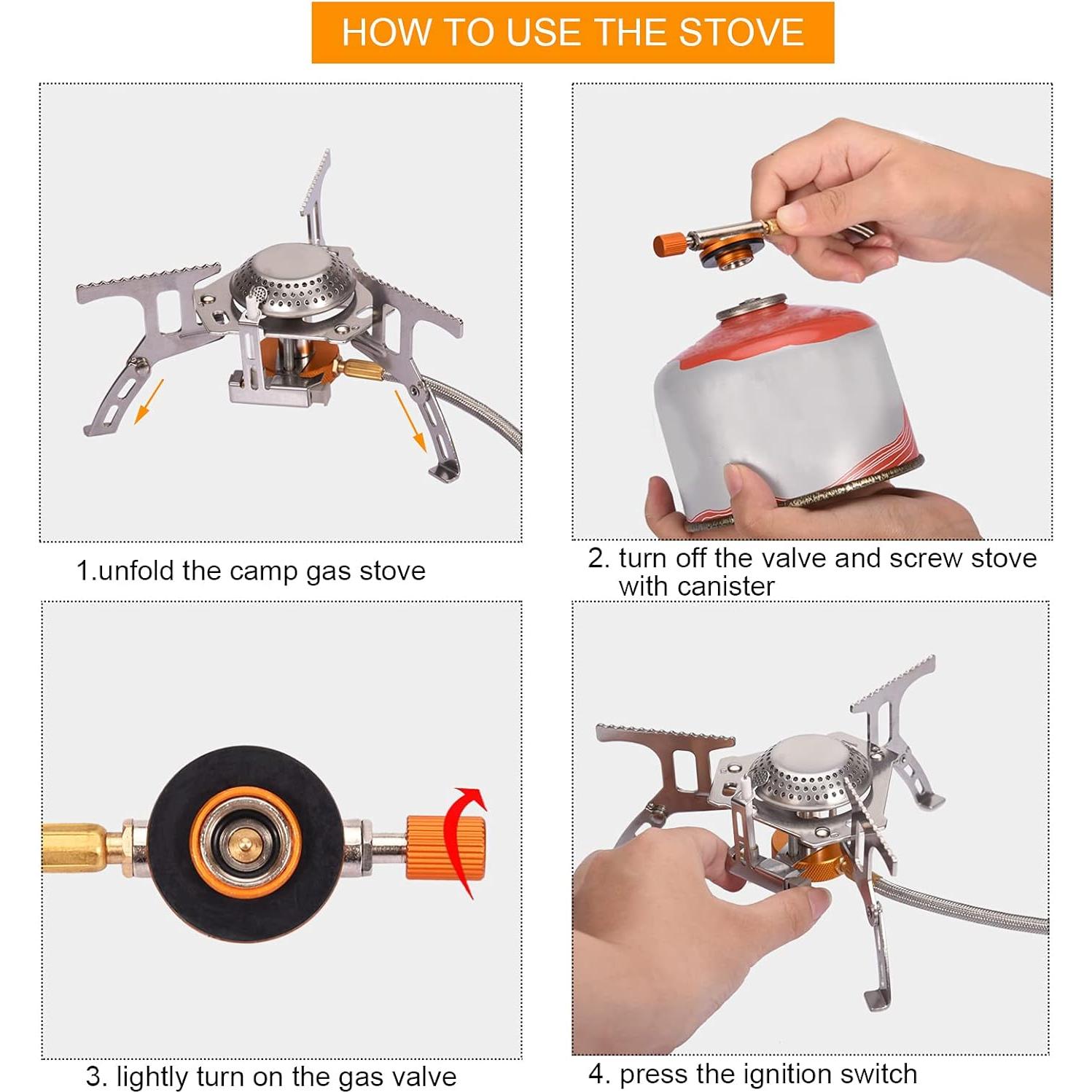 Estufa de Gas Camping Portátil Adaptador Propano 1LB Plegable